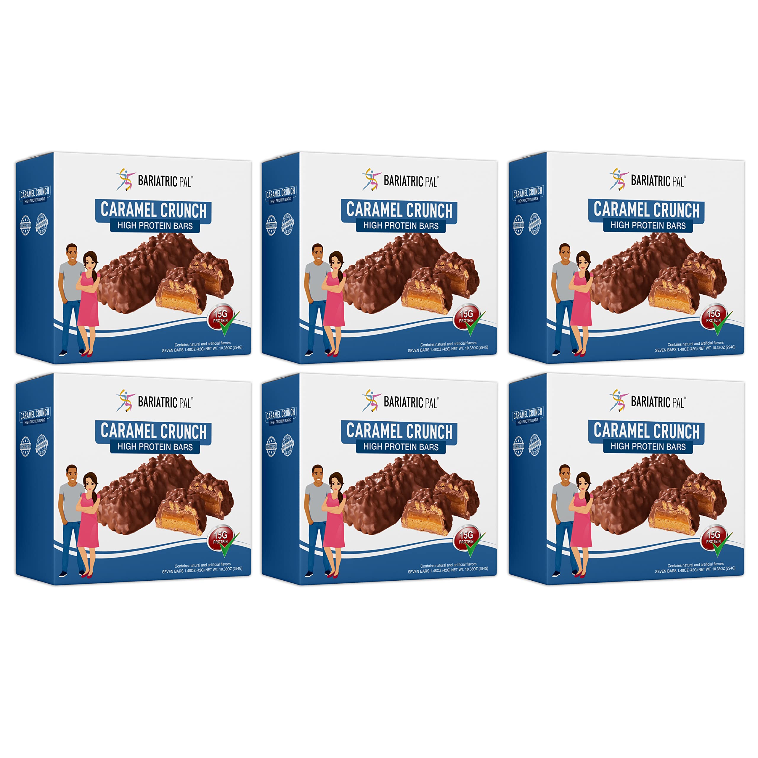 BariatricPal High Protein Bars - Caramel Crunch (6-Pack) | Low Carb Keto Snacks for Weight Loss | Perfect for Gym, Hiking & On-the-Go Nutrition