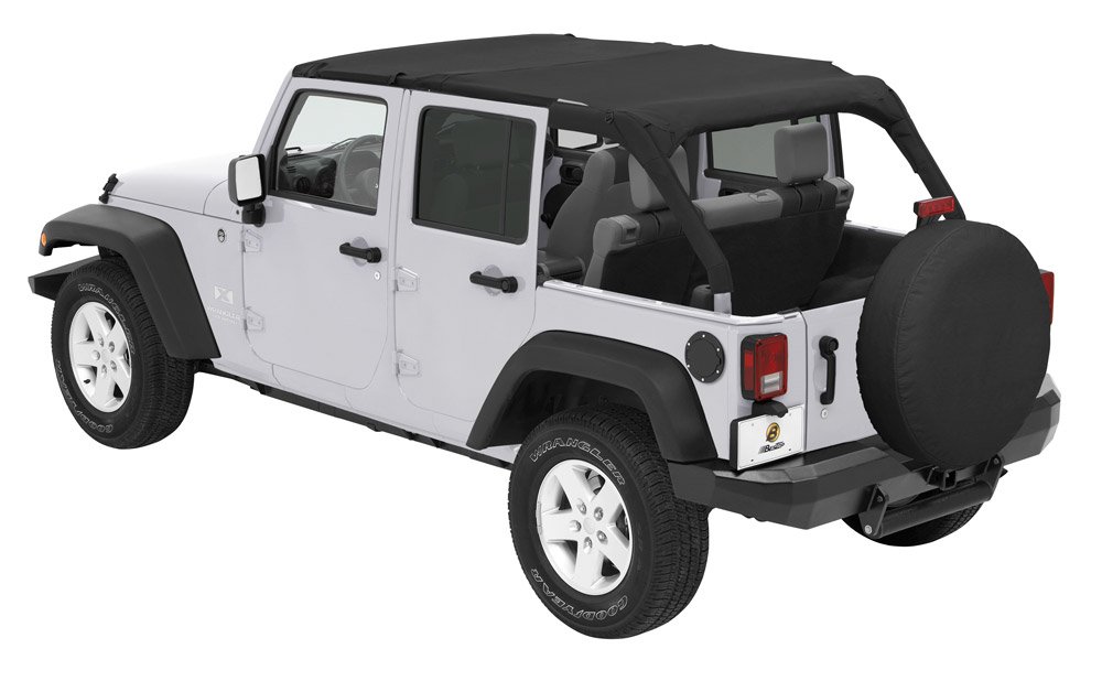 Bestop 52594-35 Black Diamond Safari-Style Bikini Top for 2010-2018 Jeep Wrangler JK Unlimited - Waterproof & UV Protection for Off-Road Adventures & Summer Driving