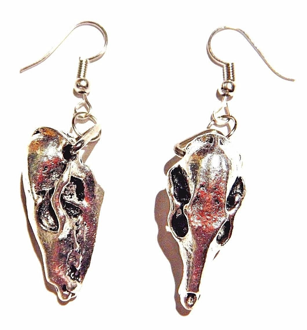 Hypoallergenic Silver Plated Gothic Skull Earrings - Silver Fox, Wolf & Coyote Design for Women | Perfect for Halloween, Goth Fashion & Witchy Aesthetic Jewelry