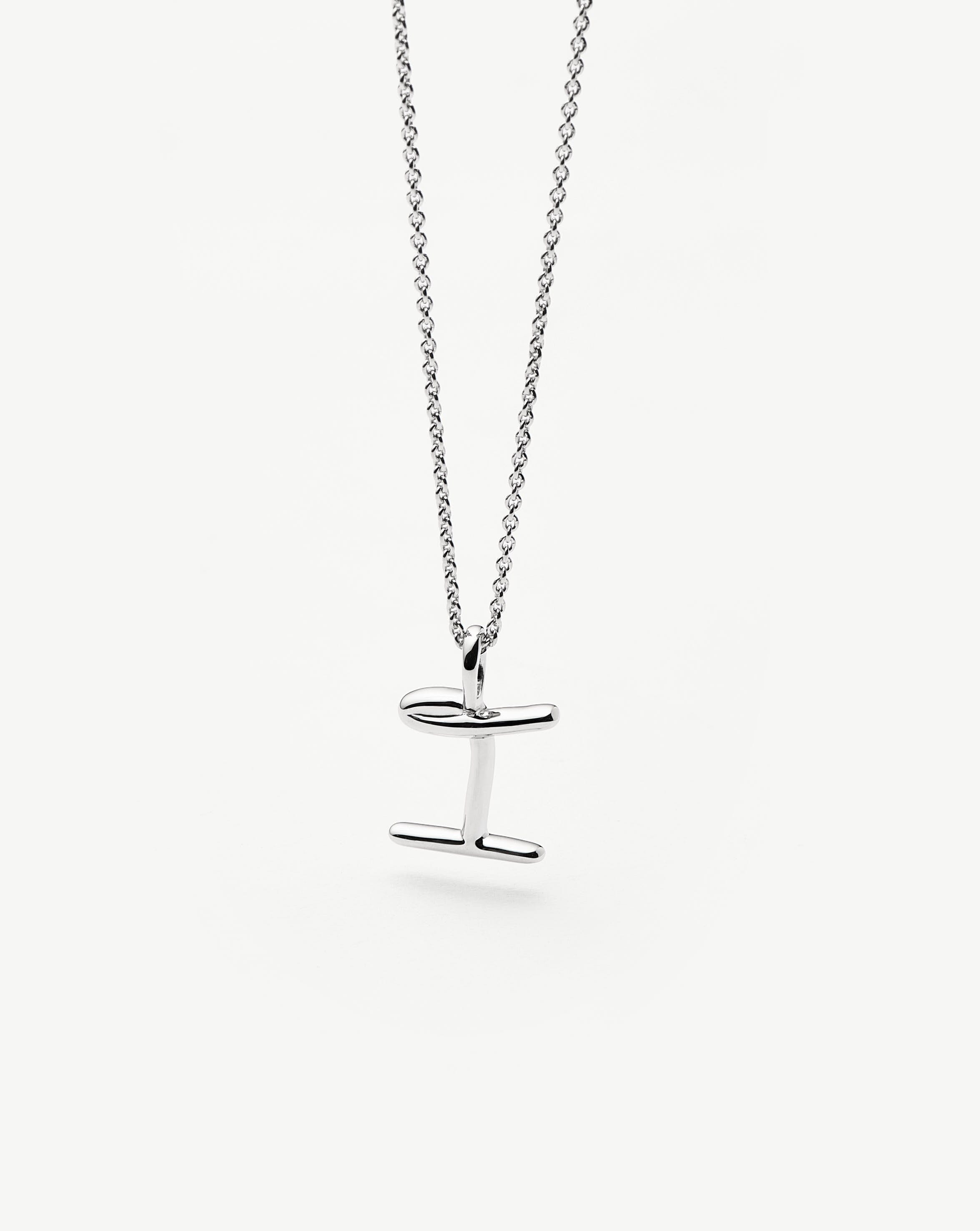 Curly Molten Mini Initial Necklace | Sterling Silver Personalized Jewelry for Women | Perfect Gift for Birthday, Anniversary & Valentine's Day