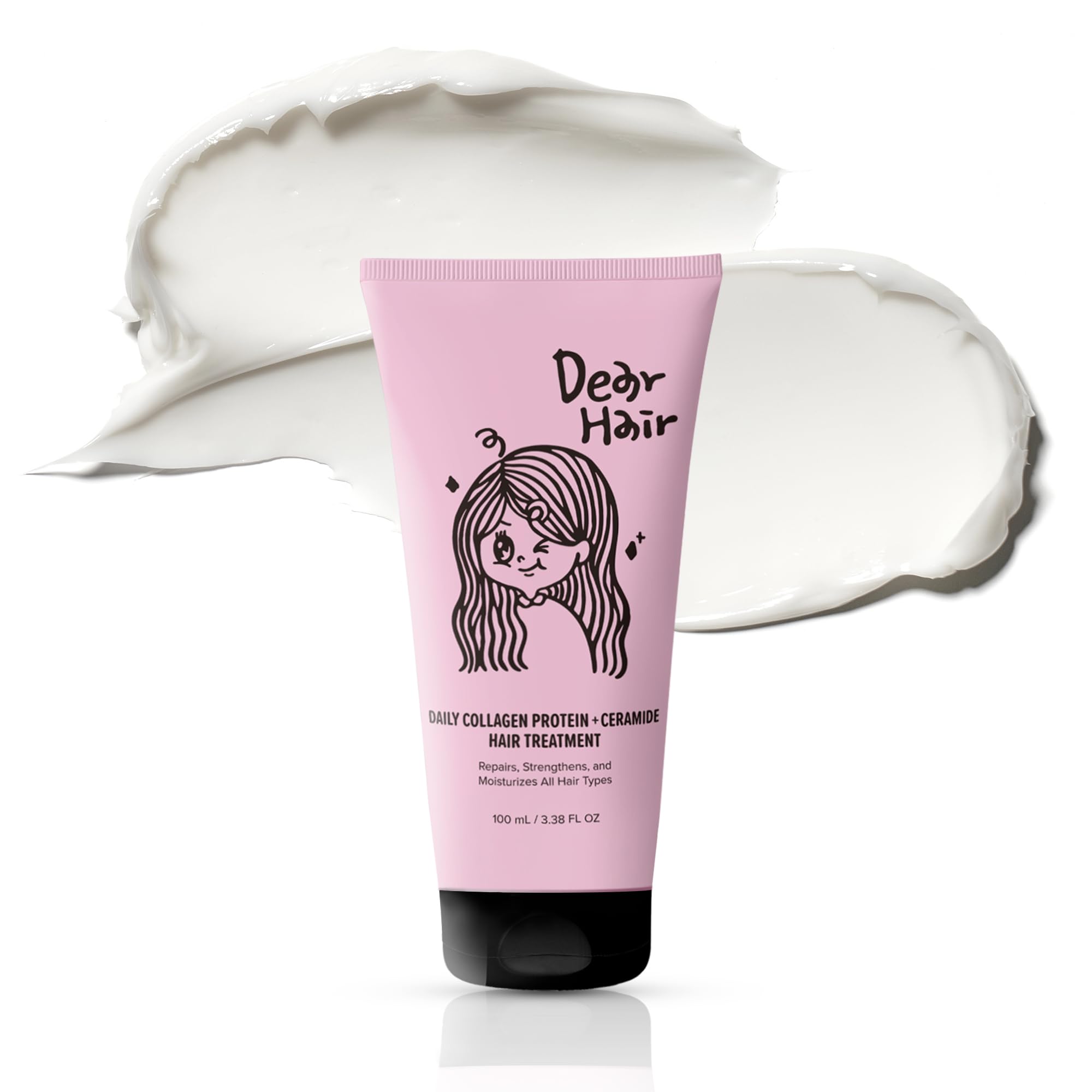 Collagen Protein Ceramide Hair Treatment for Dry Damaged Hair - Bond Repair Deep Conditioning Mask with Hydrolyzed Collagen & Pea Protein - 3.3 fl.oz | 100ml - Perfect for Salon-Quality Hair Care at Home, Post-Color Treatment & Weekly Hydration Therapy