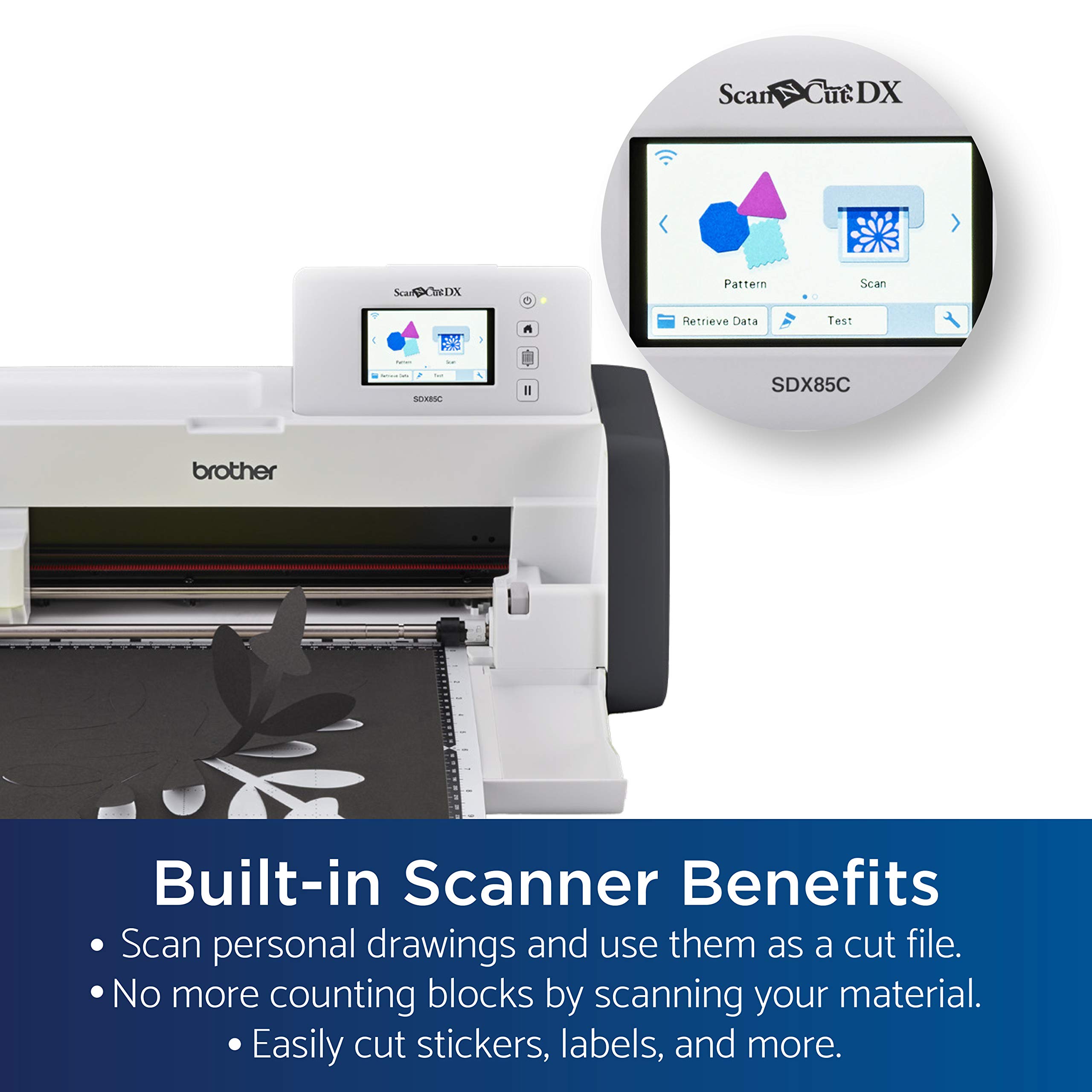 Brother ScanNCut SDX85C Electronic DIY Cutting Machine with Built-in Scanner - Create Vinyl Wall Art, Appliques, Homemade Cards & Crafts (Includes 251 Patterns) - Charcoal | Perfect for Home Decor, Scrapbooking & DIY Projects