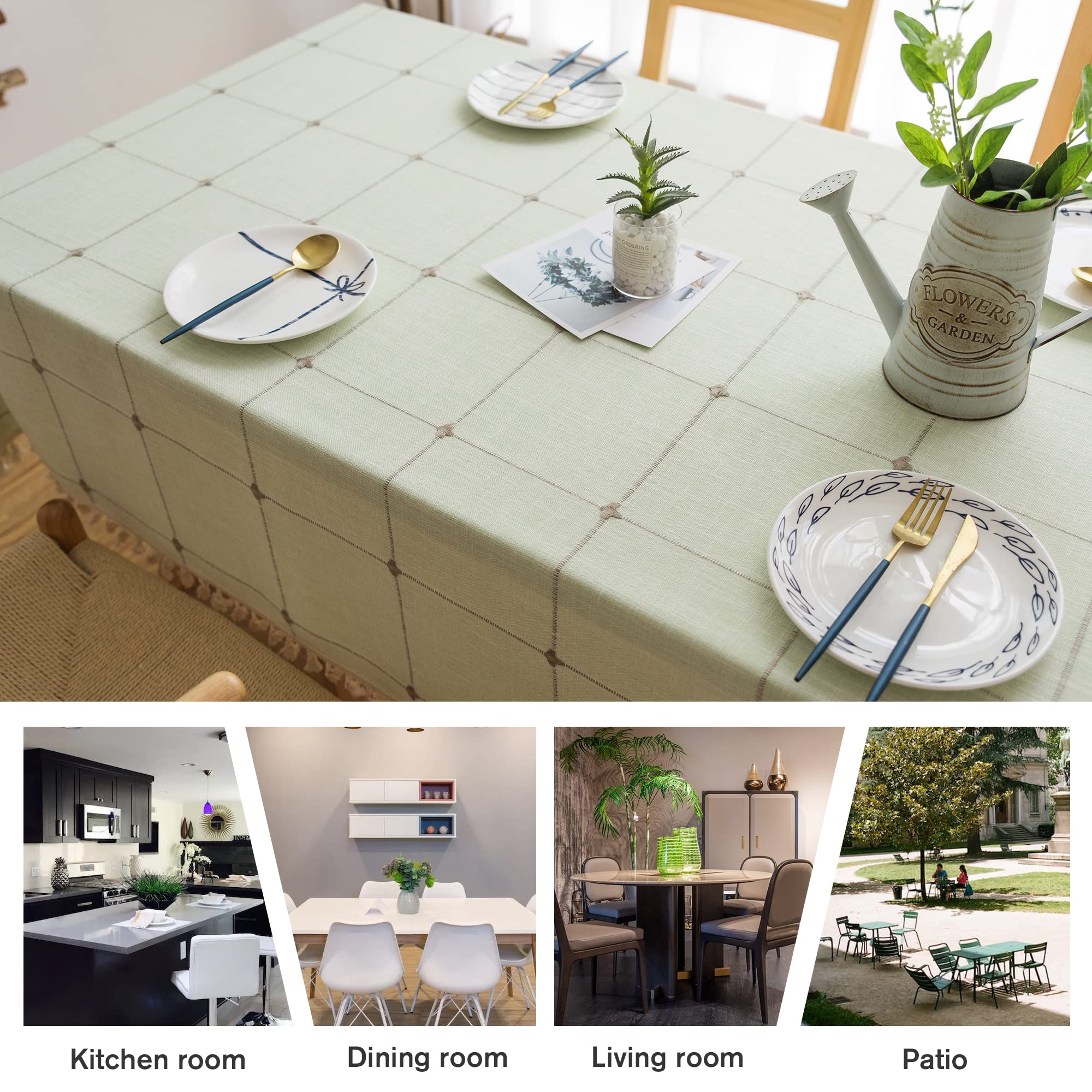 Wrinkle-Free Tablecloth for Kitchen, Dining & Party - 55 x 94 Inch Rectangle Farmhouse Table Cover in Light Green - Perfect for Christmas, Thanksgiving & Everyday Use