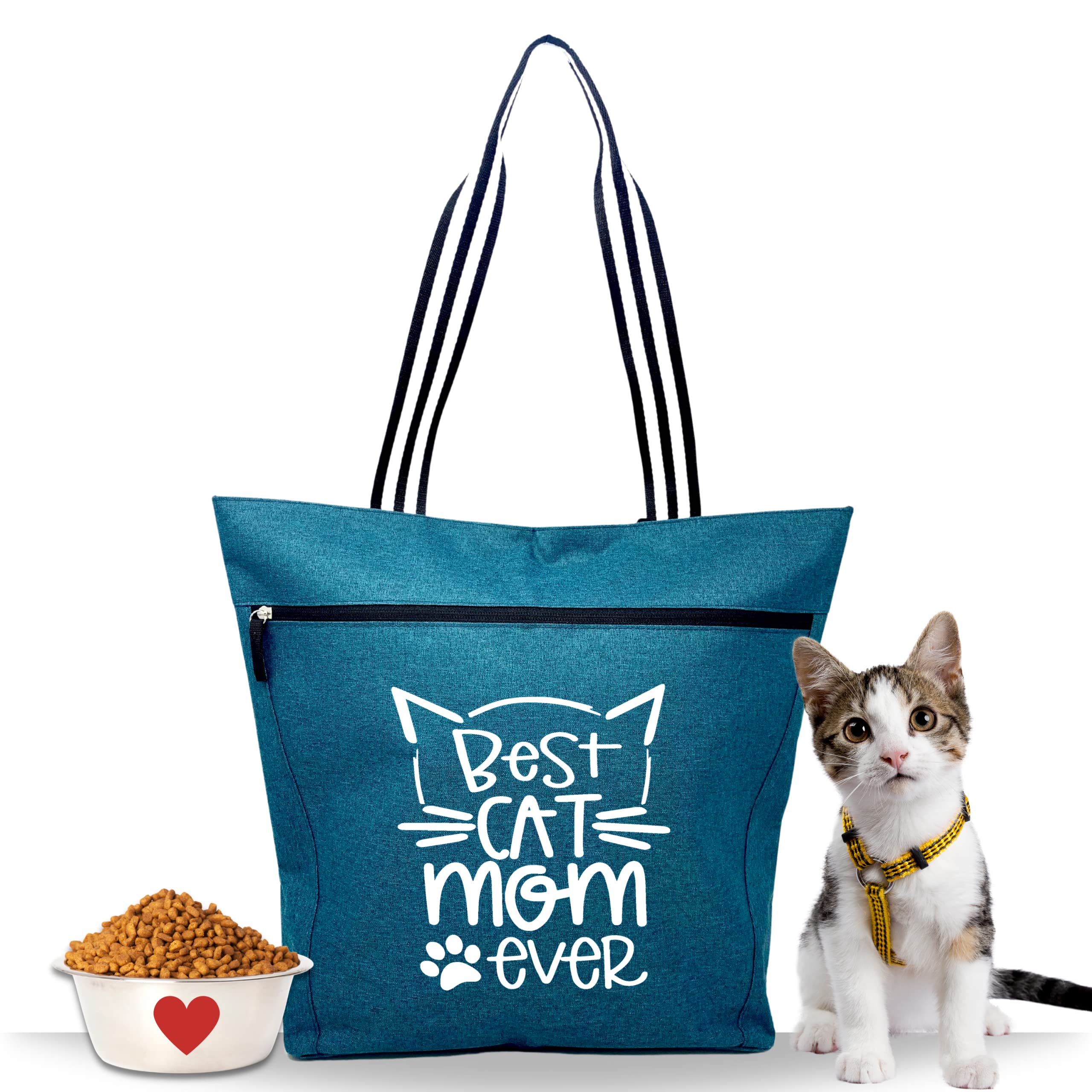Cat Mom Tote Bag - Cute Cat Lover Gift for Women - Funny Crazy Cat Themed Purse - Perfect for Christmas, Birthday & Mother's Day Gifts - Great for Shopping, Beach Trips & Daily Use