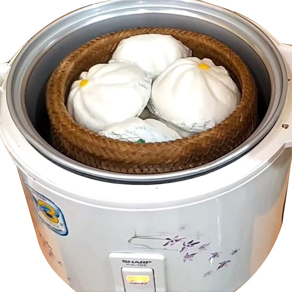 Bamboo Rice Steamer Basket - 2-Piece Set for Perfect Sticky Rice & Asian Cooking | Traditional Thai Food Steamer for Dumplings, Vegetables & Hot Meals | Eco-Friendly & Reusable Kitchen Essential