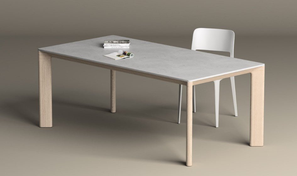 Midj Planum Modern Dining Table - Solid Wood Kitchen Table for 6 - Perfect for Dining Room, Kitchen, and Small Space Gatherings