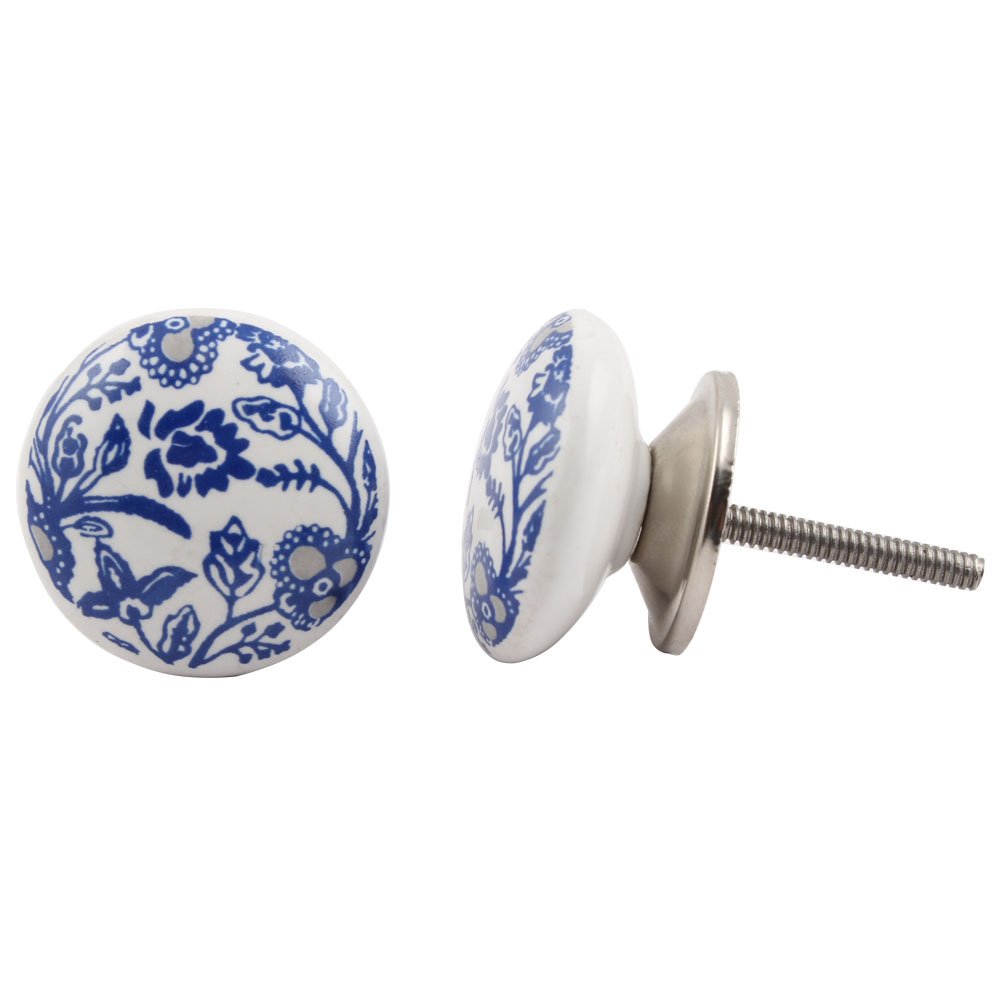 8 Pack Blue Leaf Ceramic Drawer Knobs - Elegant Kitchen Cabinet Hardware, Decorative Dresser & Door Pulls for Home Upgrade - Perfect for Modern Kitchens, Bathrooms & Furniture Renovation