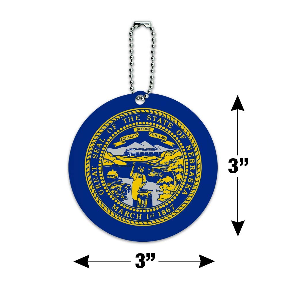 Nebraska State Flag Round Luggage ID Tag - Durable Suitcase Identification Card for Carry-On Bags - Perfect for Travel, Vacation & Business Trips