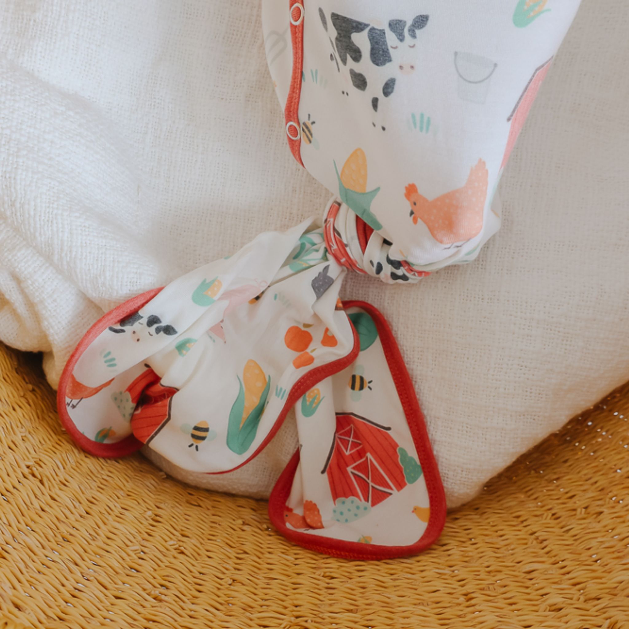 Organic Cotton Newborn Knotted Gown - Soft Baby Sleepwear for Boys & Girls | Perfect for Hospital, Home & Photo Shoots - Farmstead Collection