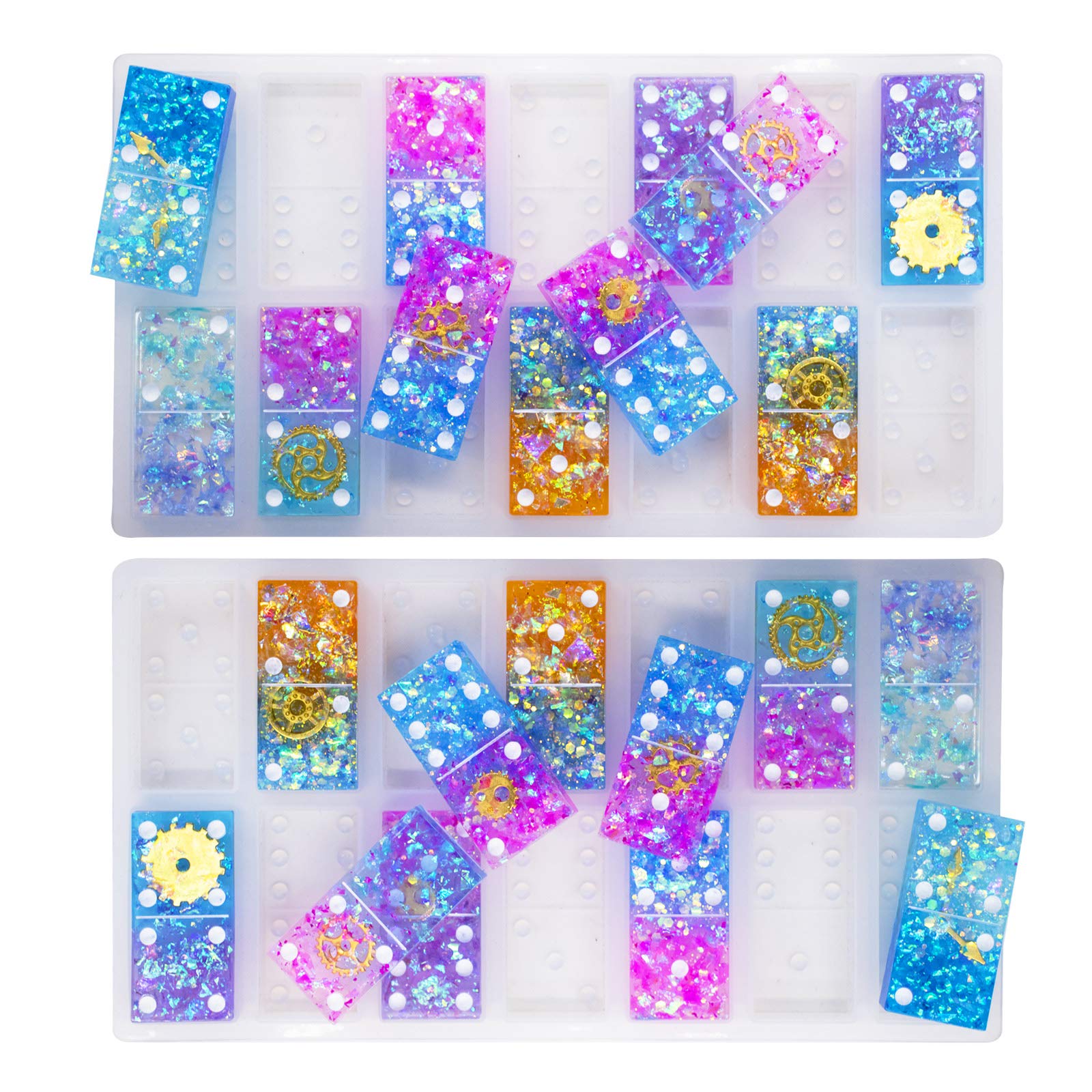 Premium Silicone Resin Domino Molds - Double 6 Set for DIY Epoxy Resin Casting | Create Custom Dominoes for Games, Parties & Home Decor | Perfect for Crafting Personalized Domino Sets & Resin Art Projects