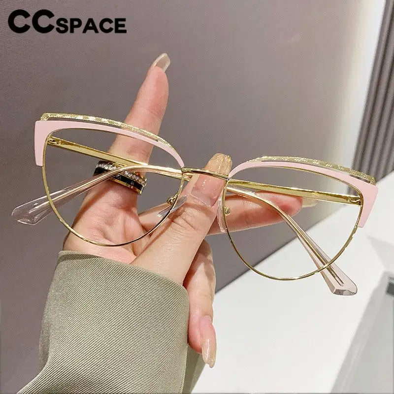 CCspace Women's Full Rim Square Cat Eye Titanium Eyeglasses Frame - Lightweight TR90 Acetate Glasses for Women - Perfect for Work, Reading & Fashion Accessories