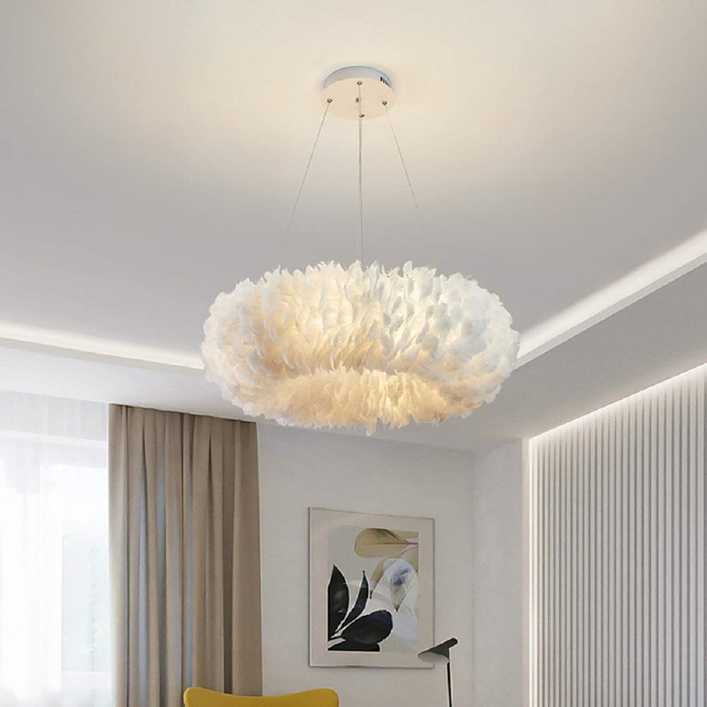 Nordic Feather Chandelier - Modern 8-Light Ceiling Pendant Fixture, 19.5