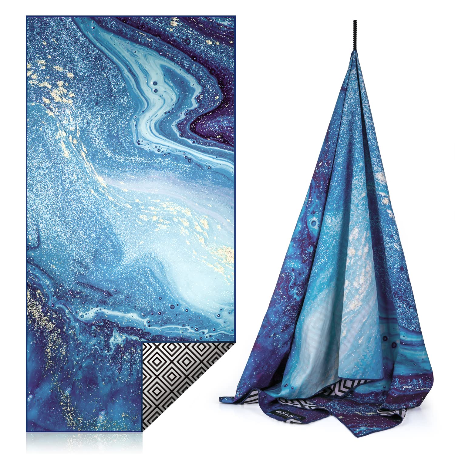 **KOLLIEE Microfiber Beach Towels - Sand Free, Quick Dry, Ultra Absorbent, Compact & Portable (31x63 Inch) - Perfect for Beach, Pool, Travel, Yoga & Outdoor Activities (Blue, 1 Pack)**