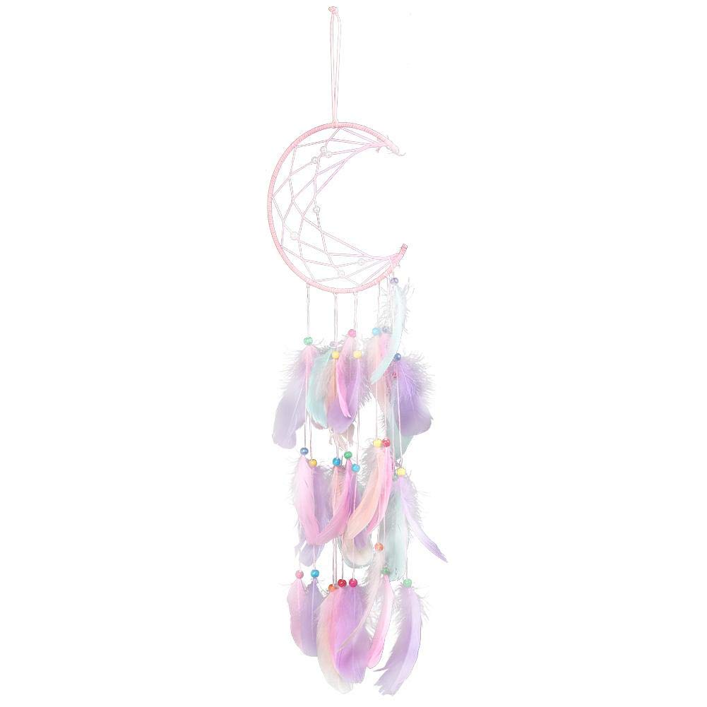 Ymiko Handmade Pink Moon Dream Catcher - Boho Wall Hanging Decor for Bedroom, Nursery, Kids Room | Perfect Gift for Birthday, Baby Shower, Bridal Shower & Wedding Decorations | Create a Peaceful Sleeping Space