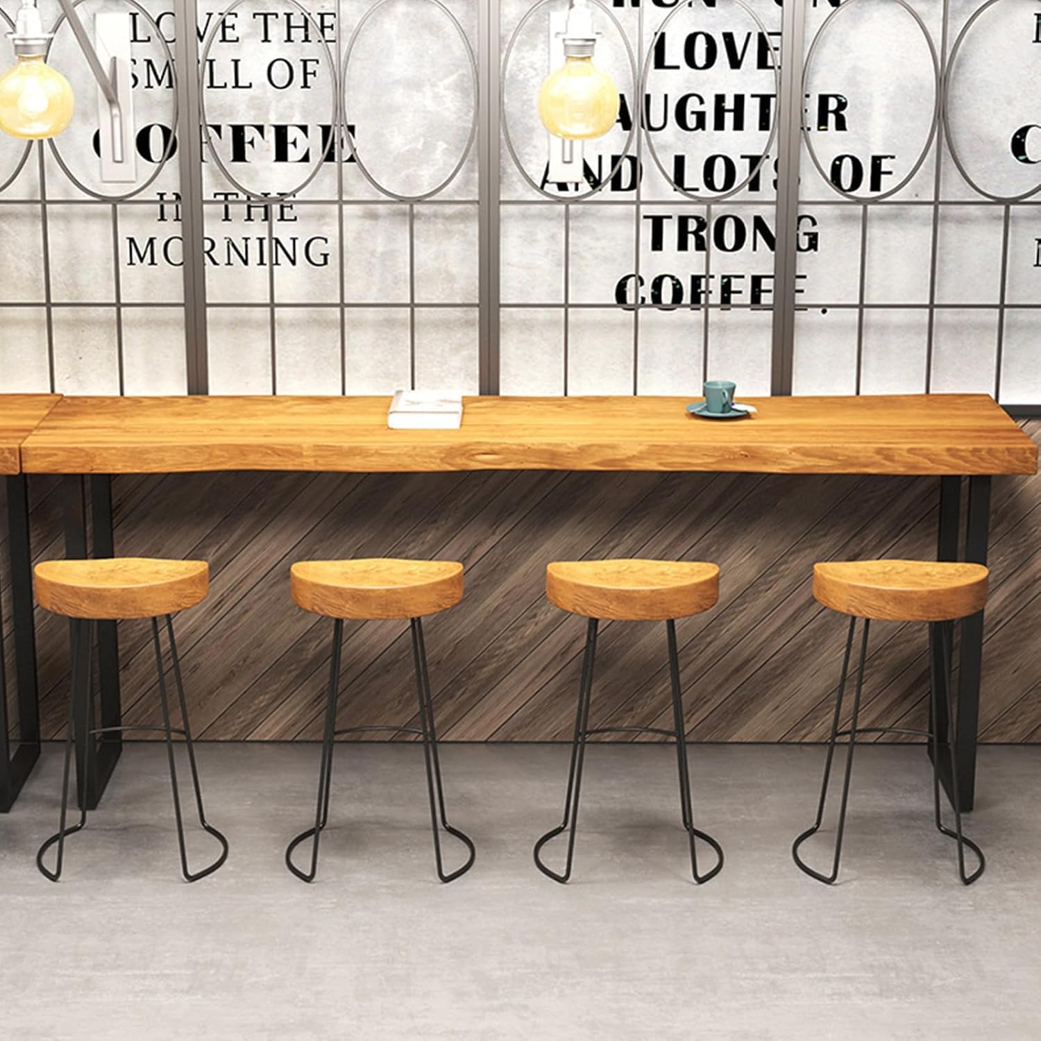 47.2 Inch Narrow Live Edge Bar Table - Modern Wooden High Top Dining Table with Metal Legs for Kitchen, Living Room & Hallway | Perfect for Small Spaces, Breakfast Nooks & Home Bars