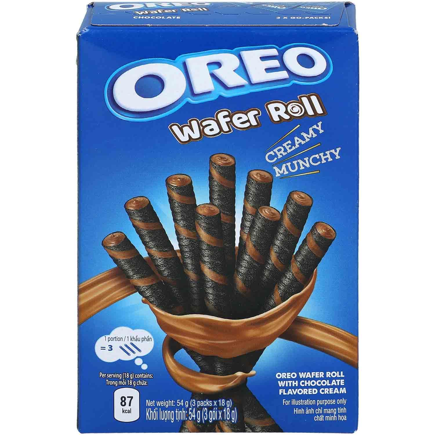 Oreo Wafer Roll Bundle - 2 Pack Chocolate Flavors (White & Milk Chocolate) 54g Each - Perfect for Snacking, Gifts & Party Treats