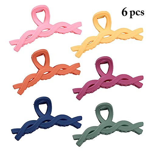 SOWUNO Matte Hair Claw Clips 6PCS - Non-Slip Strong Hold Hair Barrettes for Women, Fashionable Large Hair Clips for Thick & Thin Hair - Perfect for Salon, Work, Gym & Everyday Styling