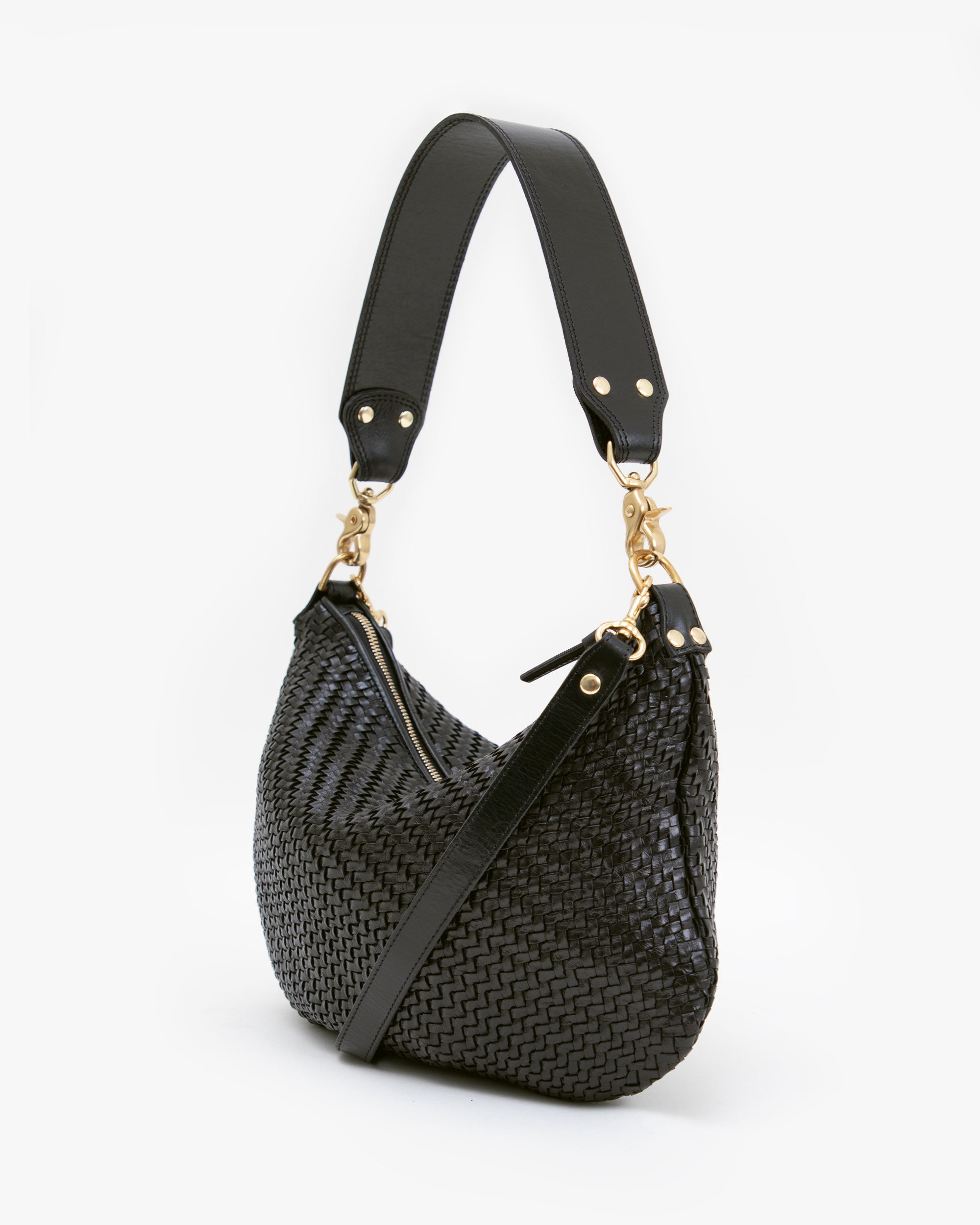 Moyen M Black Woven Zig Zag Crossbody Bag - Stylish Women's Shoulder Purse for Everyday Use, Work & Travel