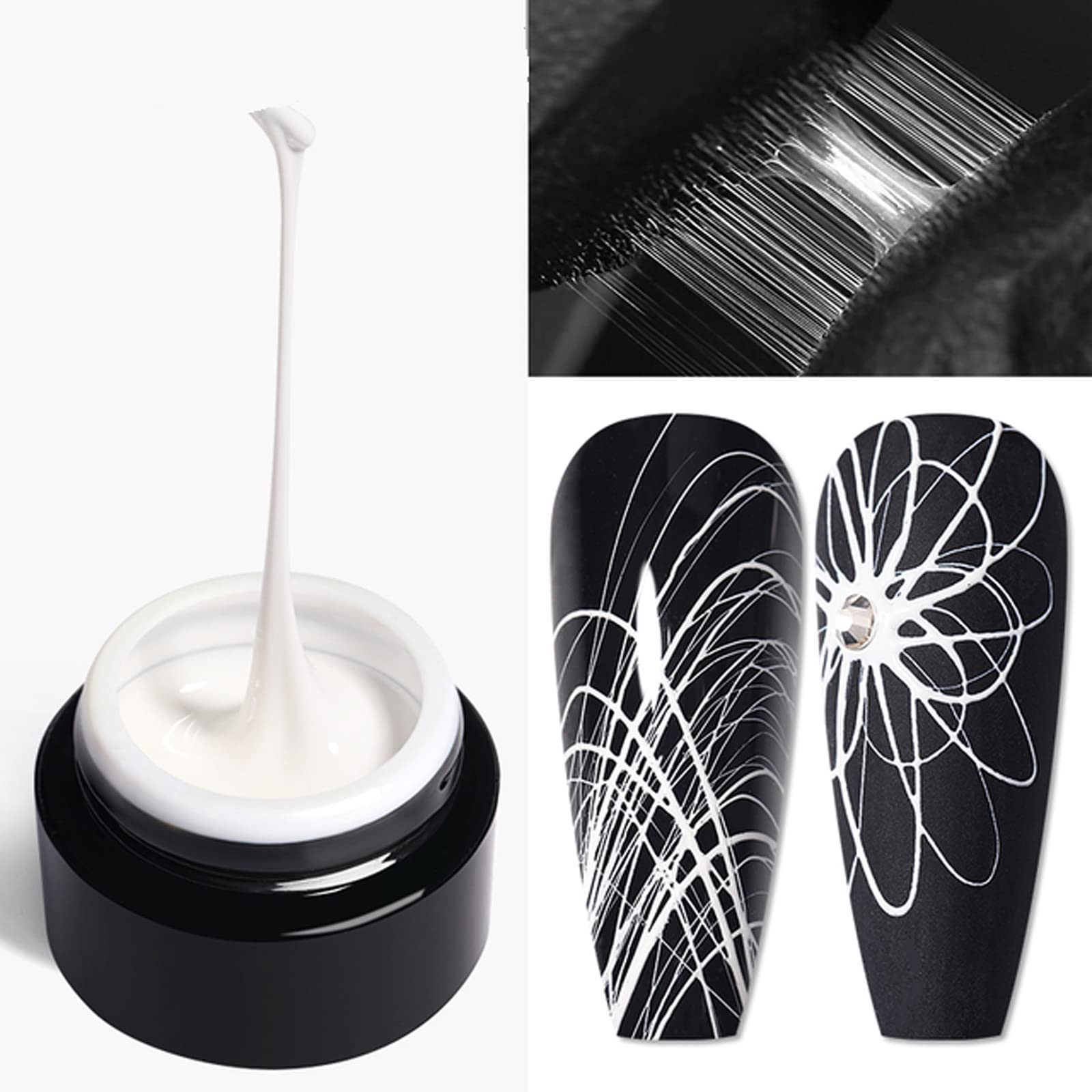 White Spider Gel for Nails - UV LED Nail Art Gel Polish for DIY Manicure & Professional Nail Designs | Perfect for Halloween, Gothic, and Creative Nail Art Looks
