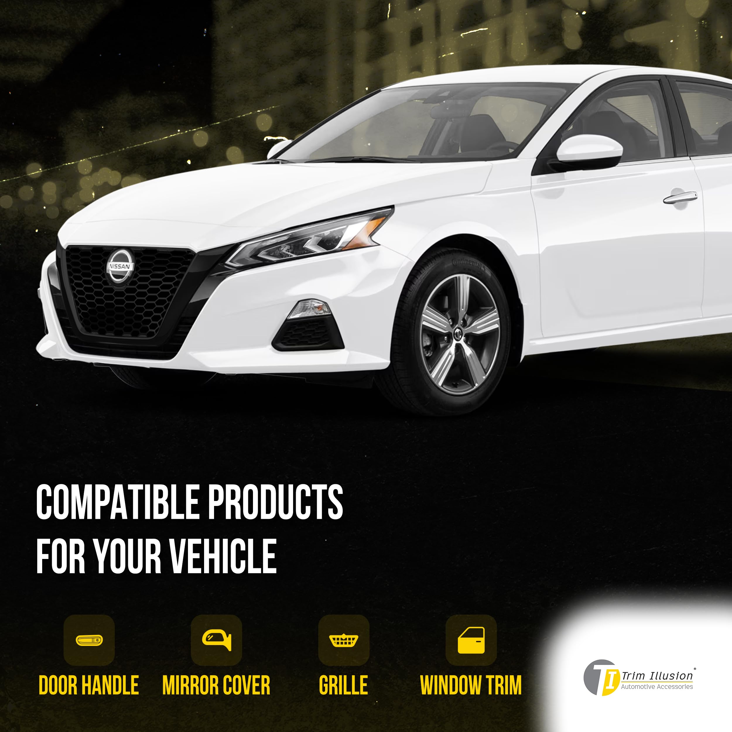 Black Chrome Delete Front Grille Overlay for 2019-2022 Nissan Altima - Easy No-Tool Installation with Secure Adhesive Tape | US Patented | Upgrade Your Car's Appearance for a Sleek & Sporty Look
