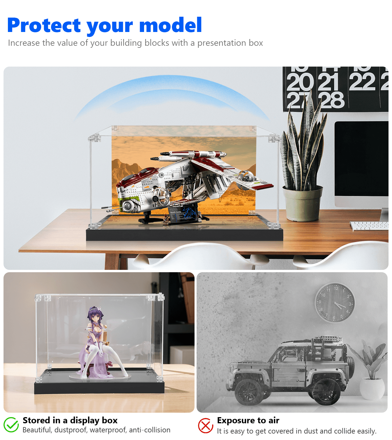 Lego Star Wars Republic Gunship 75309 Display Case - Clear Acrylic Protection for Collectible Building Sets - Perfect for Showcasing in Home Office or Game Room