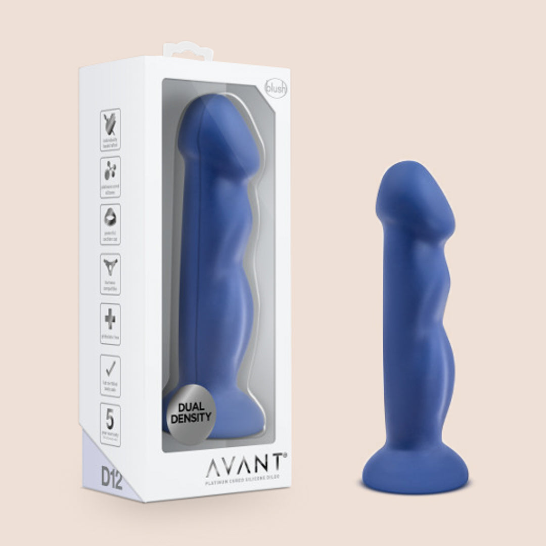 Avant D12 Suko Indigo Silicone Dildo - Premium Body-Safe Adult Toy for Couples & Solo Play, G-Spot & Prostate Stimulation, Waterproof for Shower & Bath Use