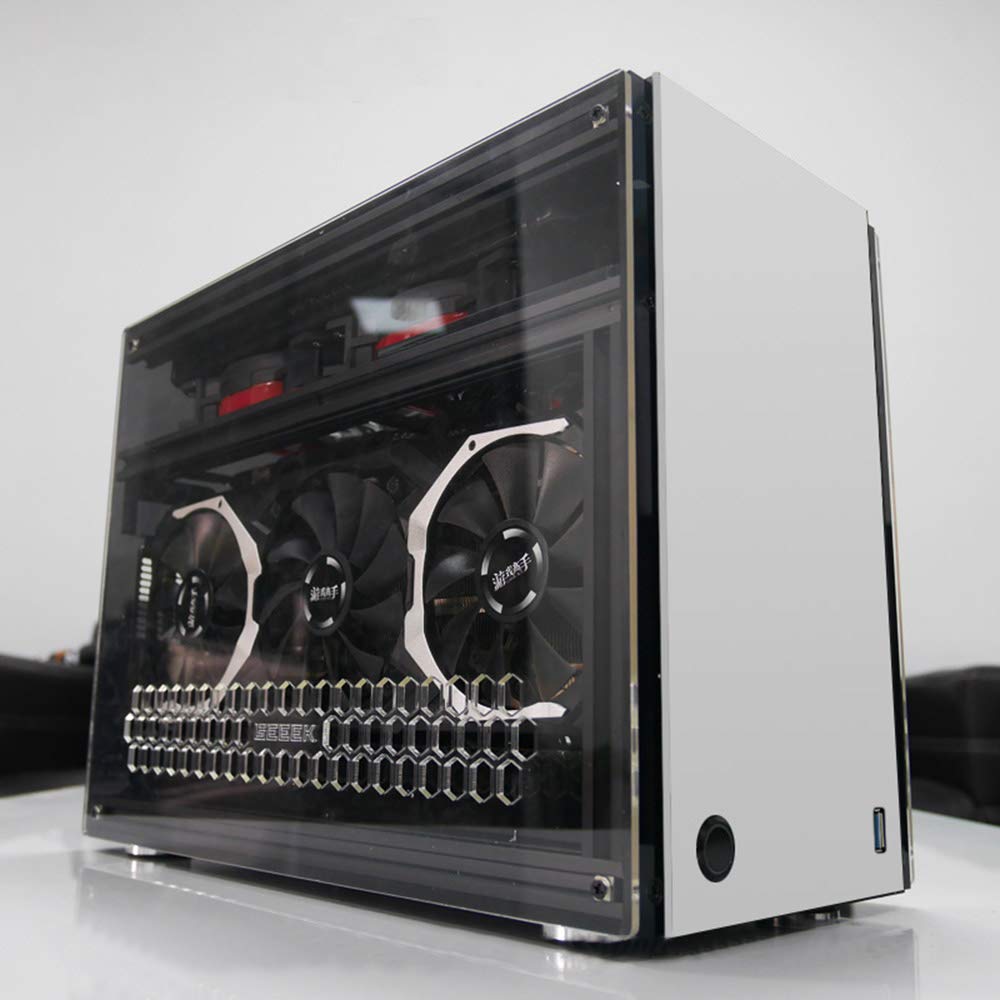 Geeek A4 Flex Mini Transparent Acrylic ITX Computer Case - Compact White PC Chassis for Small Form Factor Builds | Perfect for Home Office, Gaming Rigs & HTPC Setups