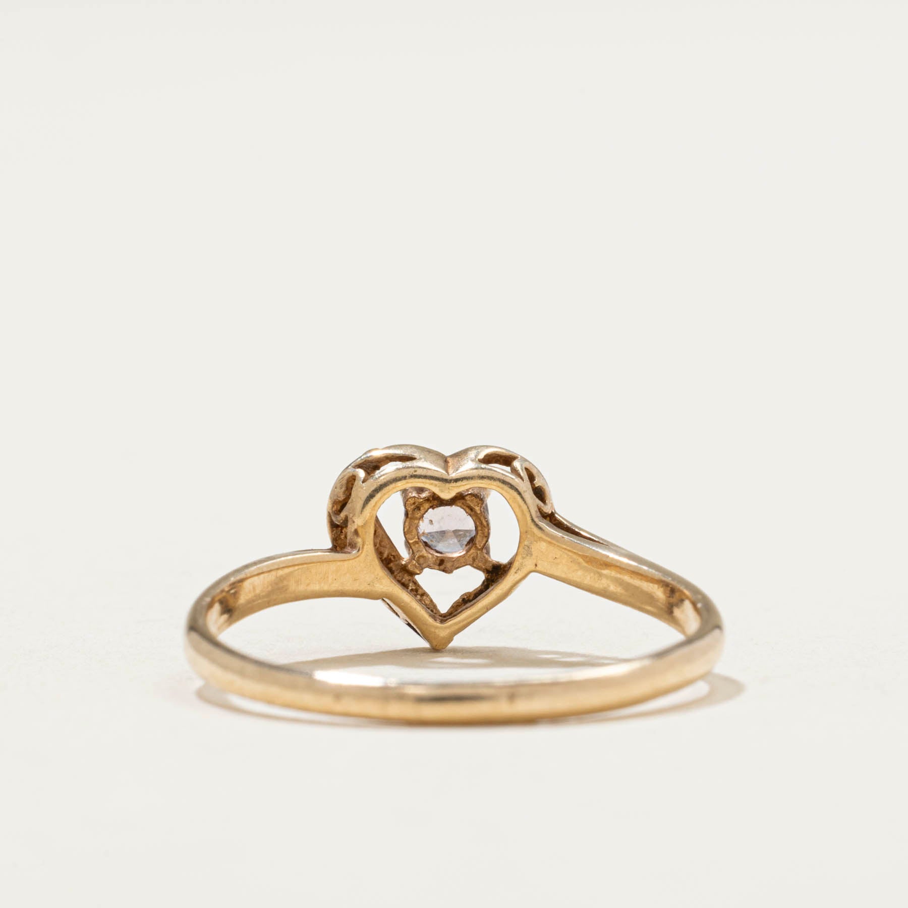 0.005ct Amethyst & 0.10ct Diamond Heart Ring - Size 5.25 | Elegant Purple Gemstone Jewelry for Valentine's Day, Anniversary & Romantic Gifts