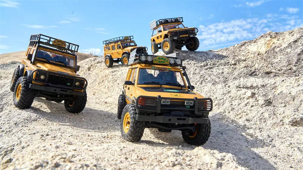 FMS FCX24M 1/24 Scale 4WD RC Rock Crawler Truck - Licensed Range Rover Camel Trophy Edition with LED Lights | 2.4G Remote Control Off-Road Vehicle for Indoor/Outdoor Crawling & Trail Adventures