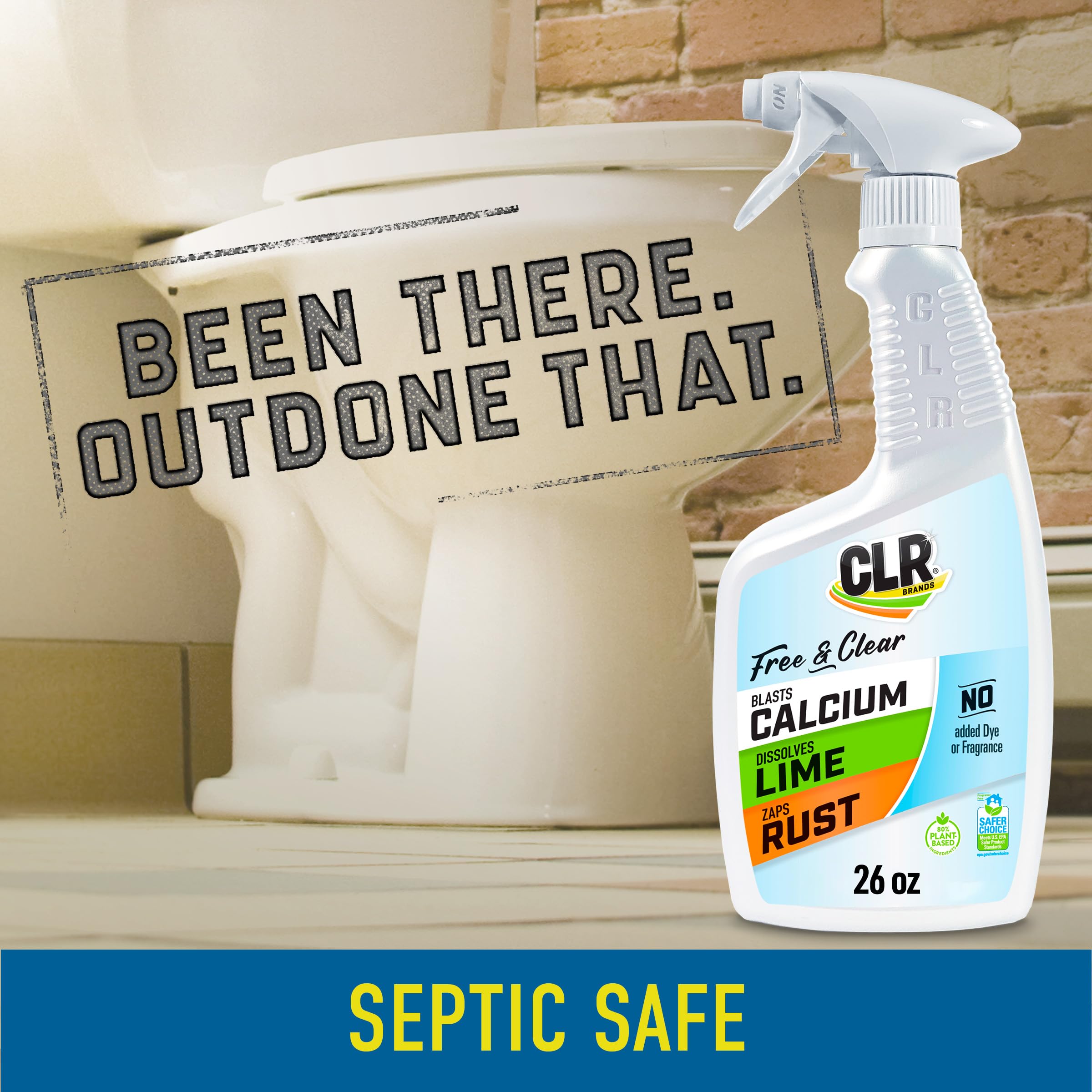 CLR Brands® Calcium Lime Rust Remover - No Dyes or Fragrances, Bathroom & Kitchen Descaler - Removes Hard Water Stains, Rust Deposits - 26 Oz (Pack of 1) - Perfect for Shower Heads, Faucets, Tiles & Appliances