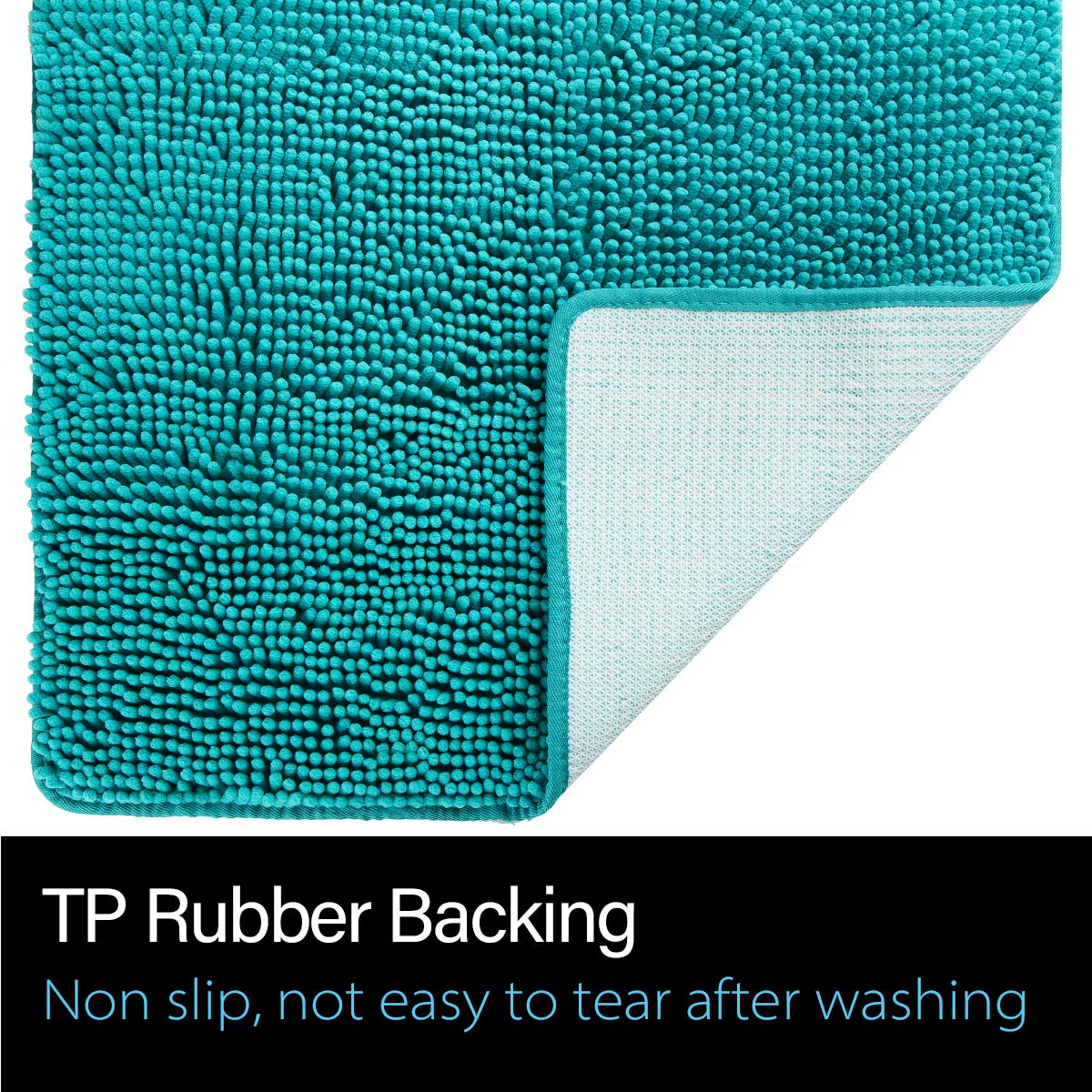 Premium Soft Chenille Bath Mat 24x60 Inch - Non-Slip, Absorbent & Machine Washable Shaggy Bathroom Rug for Shower & Vanity Area - Luxury Teal Blue Plush Carpet - Perfect for Master Bath, Guest Bath & Spa-Like Retreats