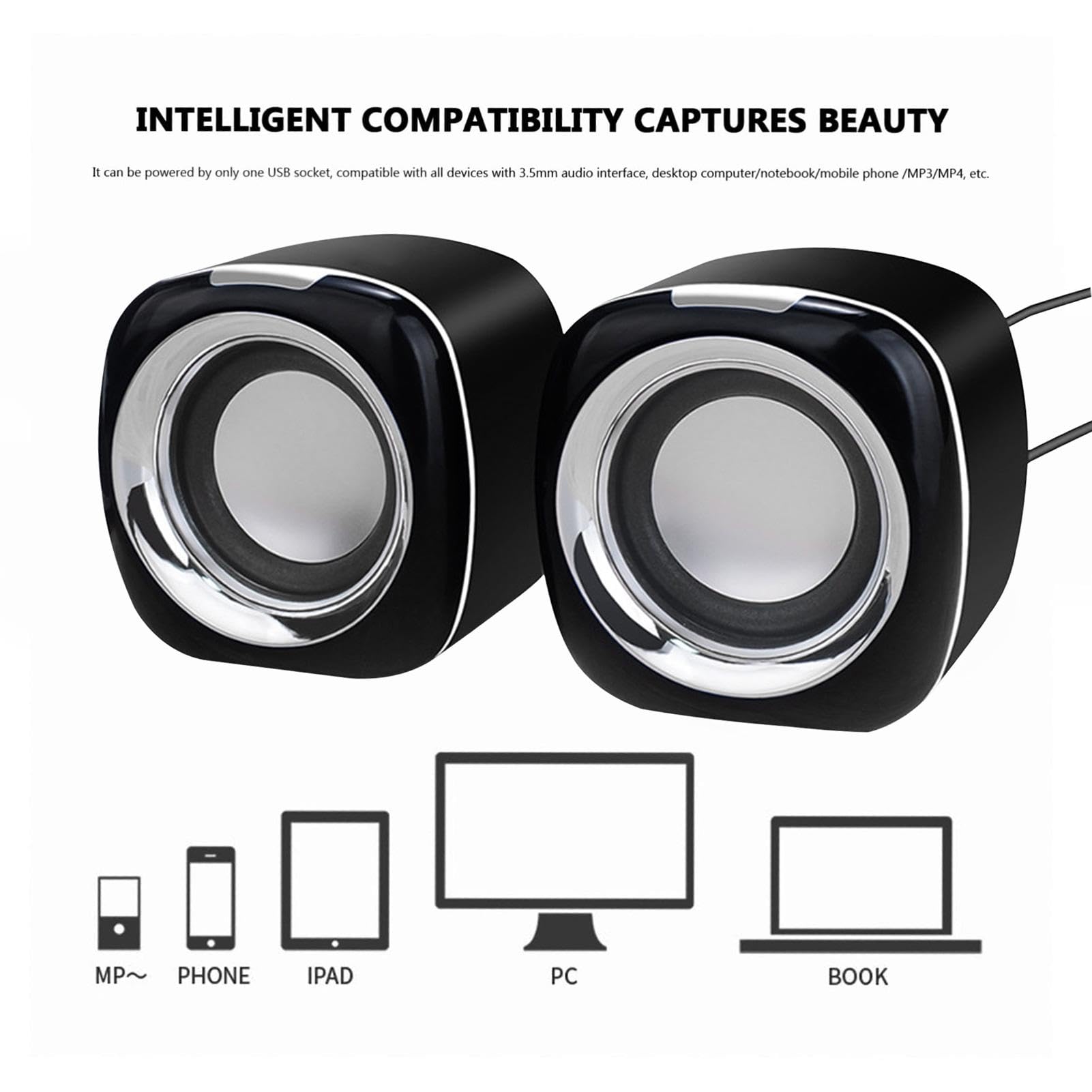 Portable Bluetooth Speaker for Laptop, Desktop, Phone & Tablet - High-Quality Anti-Interference Audio with Clear Sound | Perfect for Home Office, Gaming, Music Streaming & Outdoor Use