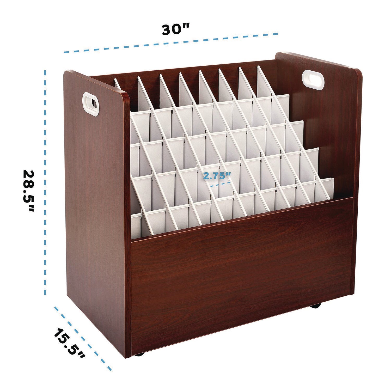 AdirOffice 50 Compartment Mobile Wood Blueprint File Storage Organizer - 30
