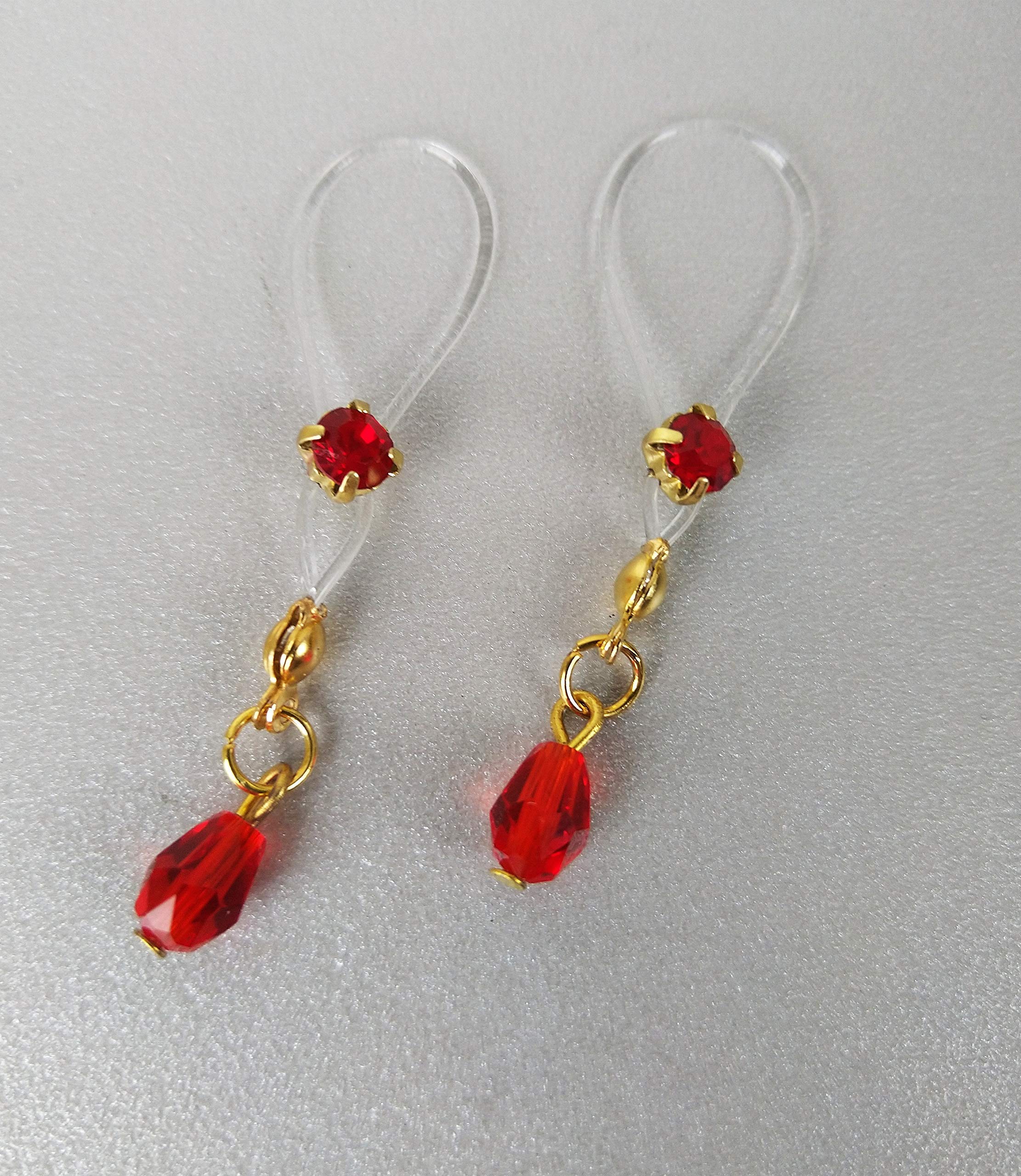 Red Crystal Nipple Dangles - Sexy Body Jewelry for Parties & Gifts