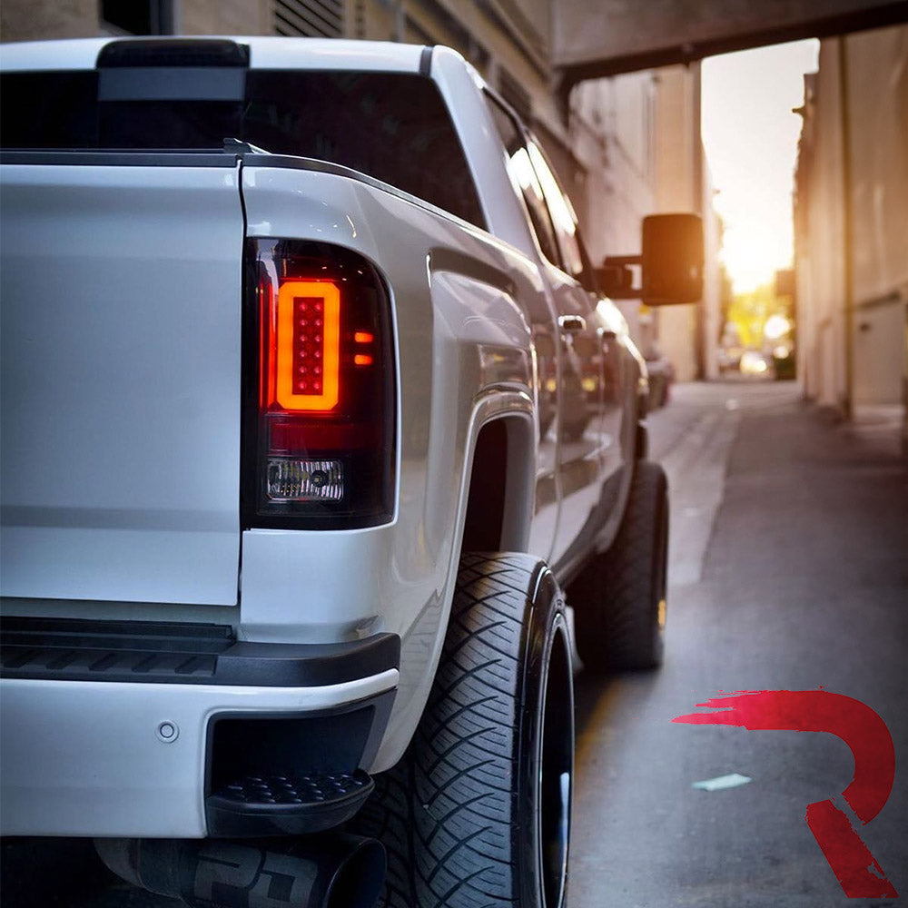 GMC Sierra 2500/3500 2014-2019 3rd Gen Single Wheel OEM Halogen Style Tail Lights - OLED Multi-Lens Design for Enhanced Visibility & Style - Perfect for Truck Upgrades, Night Driving & Customization