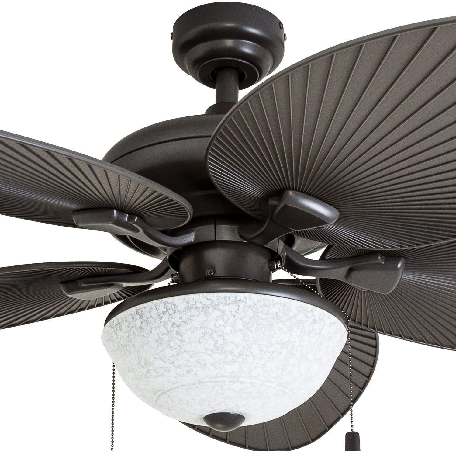 Honeywell 52 Inch Tropical Indoor Outdoor Ceiling Fan with Light Kit, Pull Chain Control, 3 Mounting Options & Weather-Resistant Blades - Bronze (Model 50510-01) - Perfect for Patio, Living Room, Bedroom and Covered Outdoor Spaces