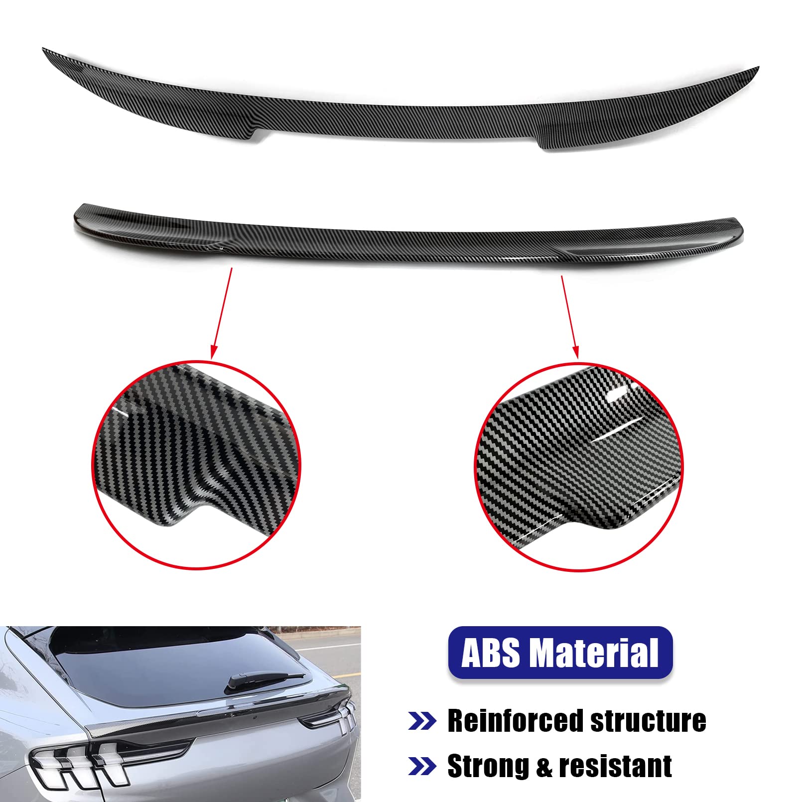 Carbon Fiber Rear Wing Spoiler for Mustang Mach E 2021-2022 | High-Performance Trunk Spoiler | Exterior Car Accessories | Enhances Aerodynamics & Sporty Style for Street Racing & Car Shows