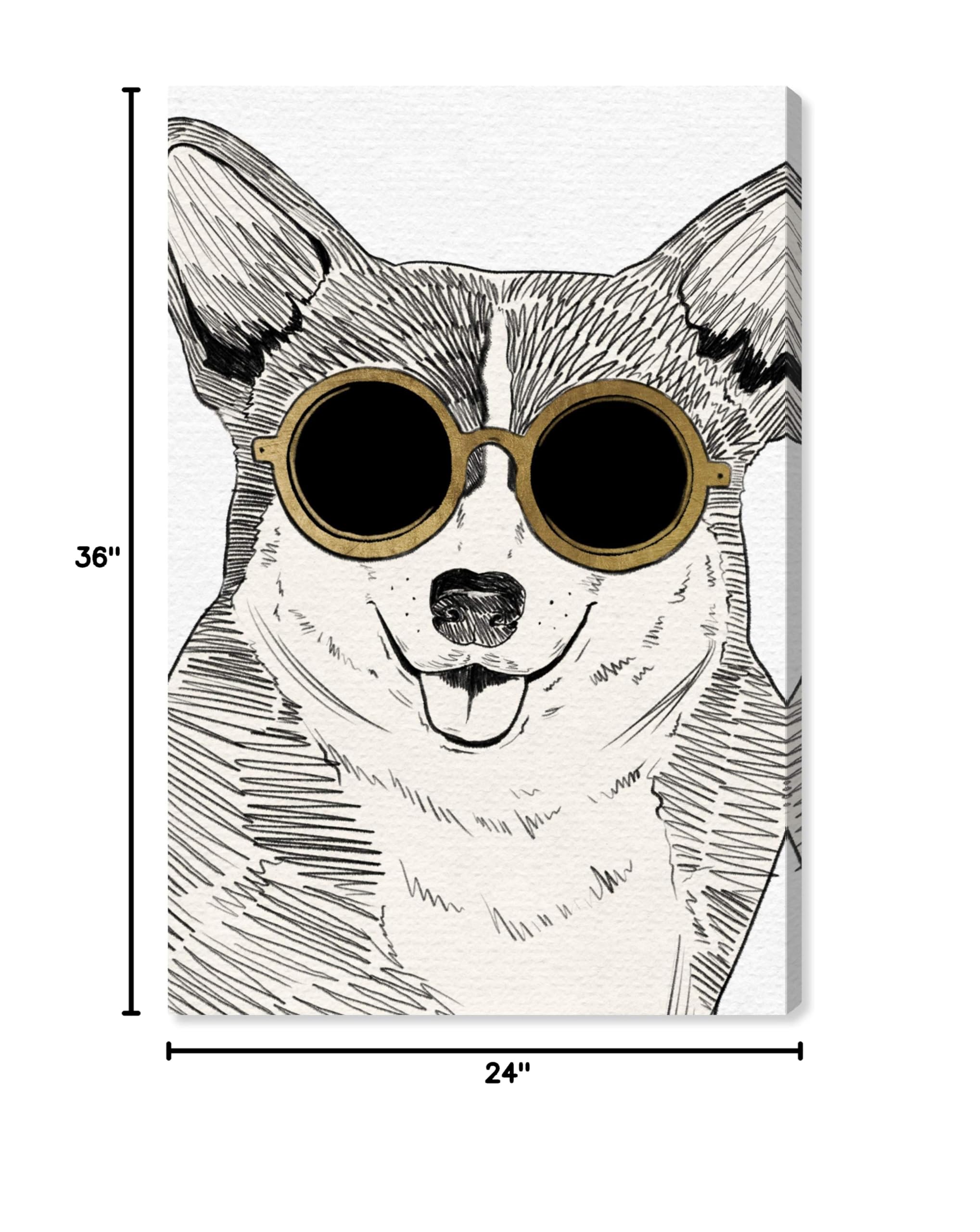 Stylish Corgi Wall Art Canvas Print - 24