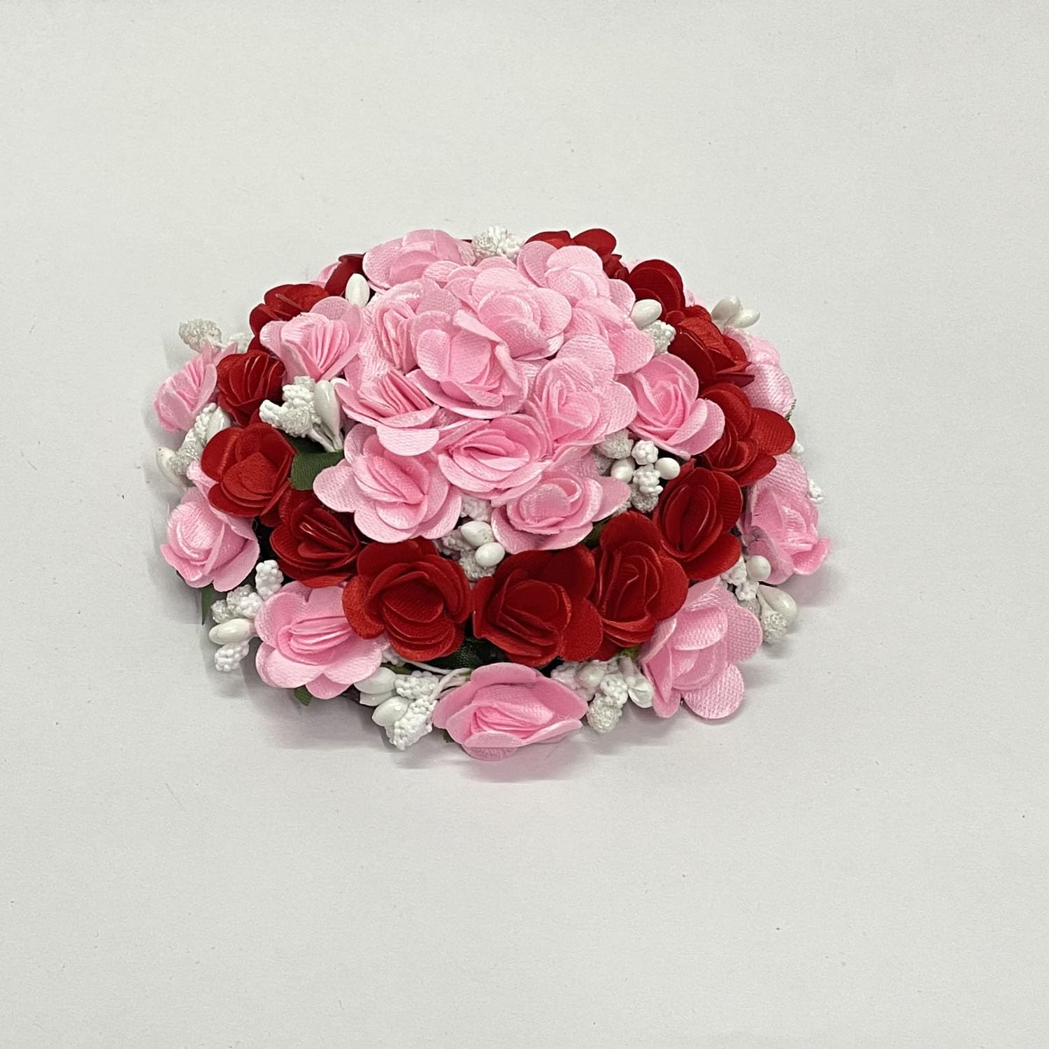 GuruEmbelish Bridal Bun Juda Gajra Maker - Pink & Red Flower Hair Accessories for Women & Girls | Perfect for Weddings, Parties & Traditional Events