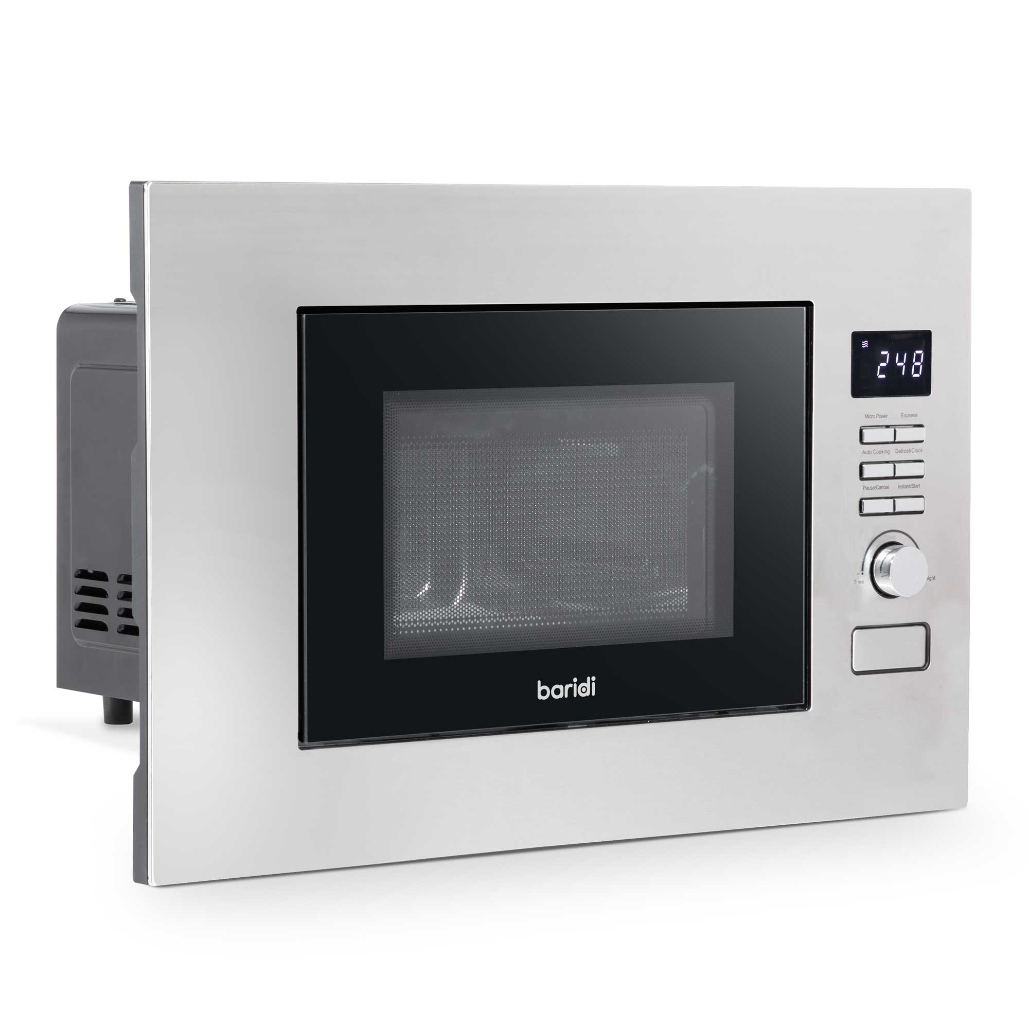Baridi 20L Built-in Microwave Oven - 800W Stainless Steel Countertop Microwave with 10 Power Levels - Perfect for Small Kitchens, Dorms & Offices (Model DH196)
