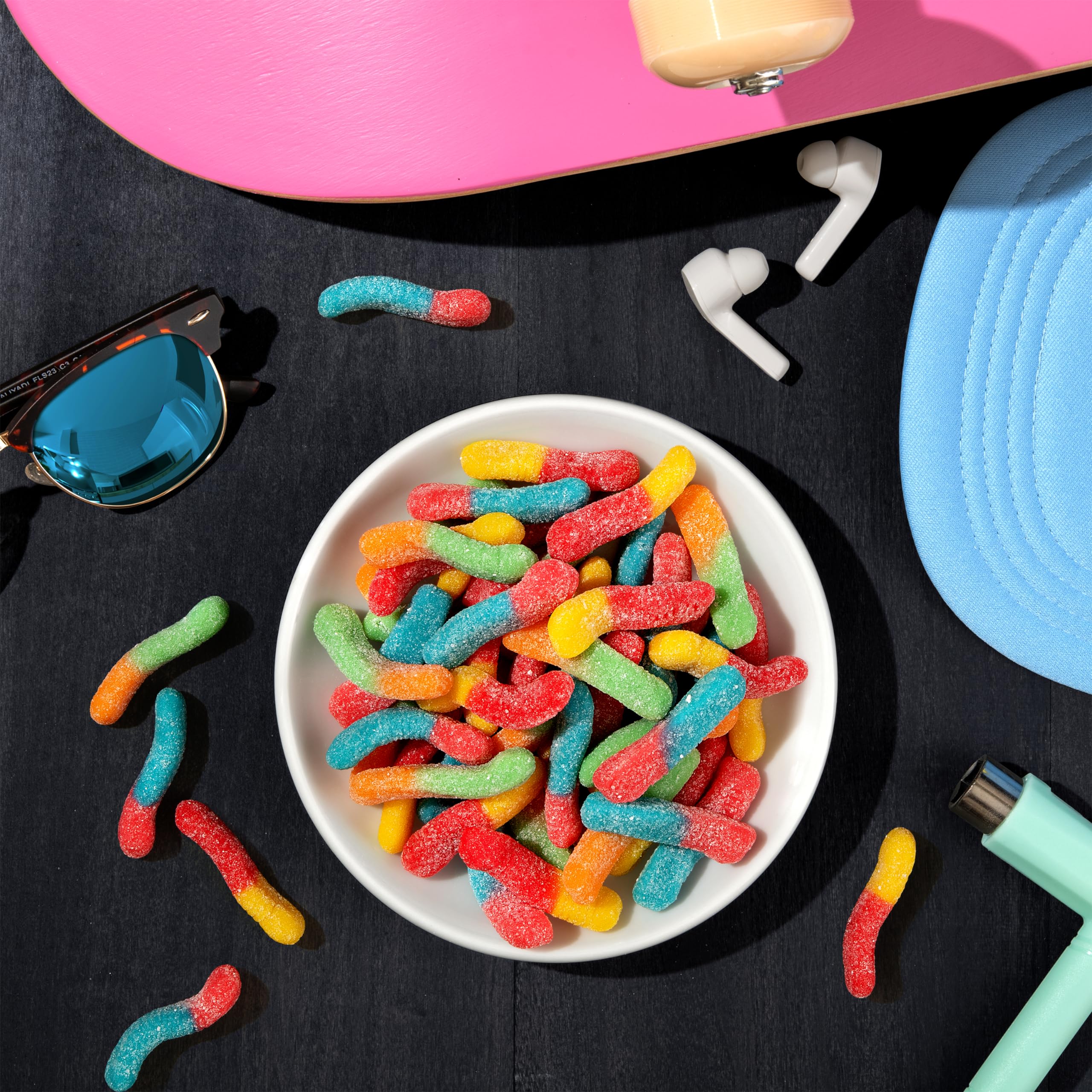 Trolli Sour Brite Crawlers Gummy Worms Candy - 5lb Bulk Bag of Sour Gummy Worms for Halloween, Parties, Movie Nights & Snacking