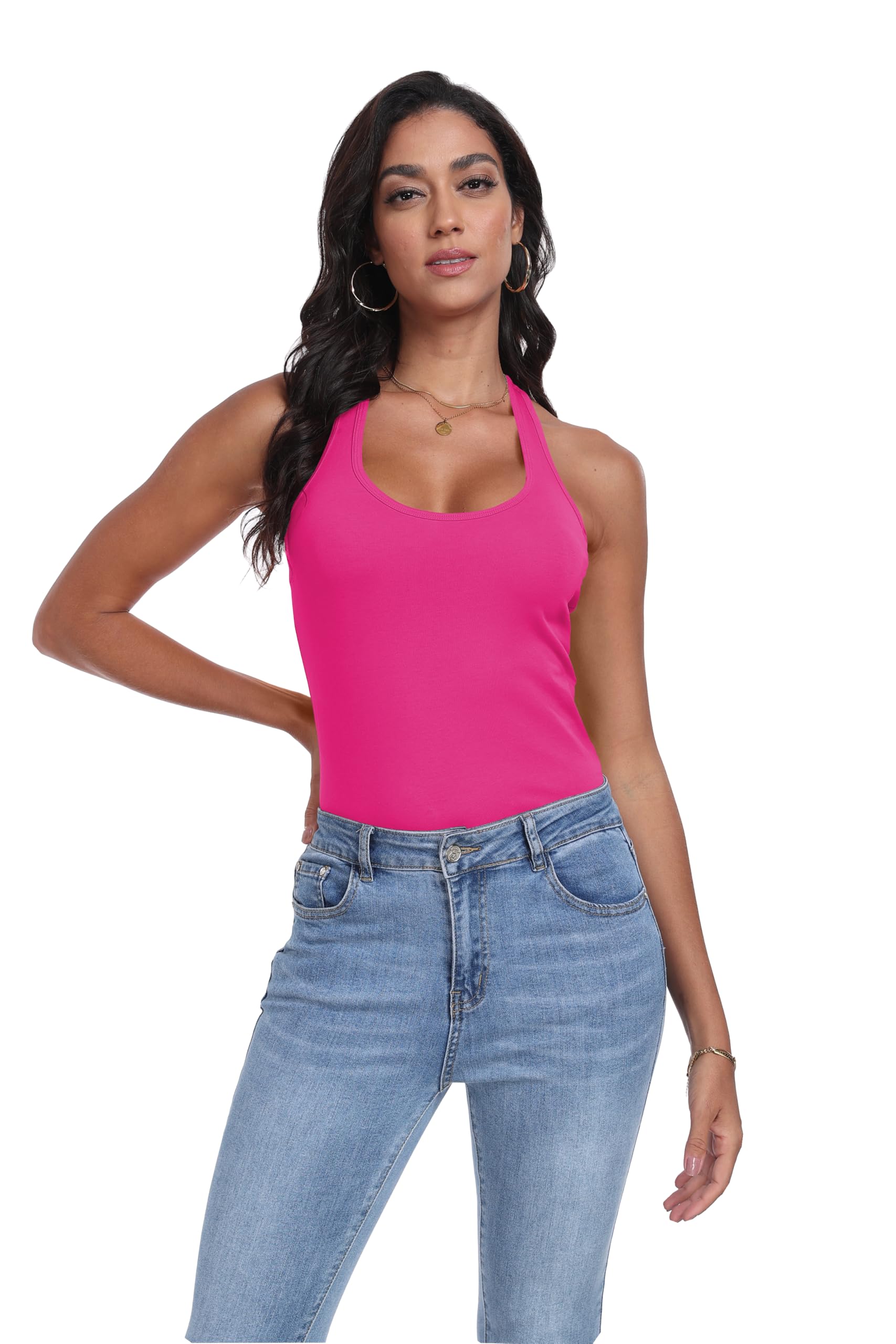Women's Racerback Tank Tops - 3 Pack Cotton Long Camisoles for Gym, Workout & Yoga | Breathable Undershirts for Sports, Running & Casual Wear