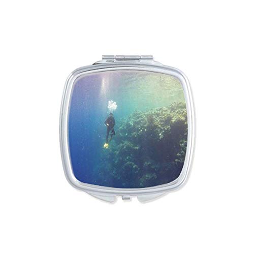 DIYthinker Ocean Water Diving Science Nature Picture Mirror - Portable Compact Pocket Makeup Mirror with Double Sided Glass for Travel, Beach & Home Decor