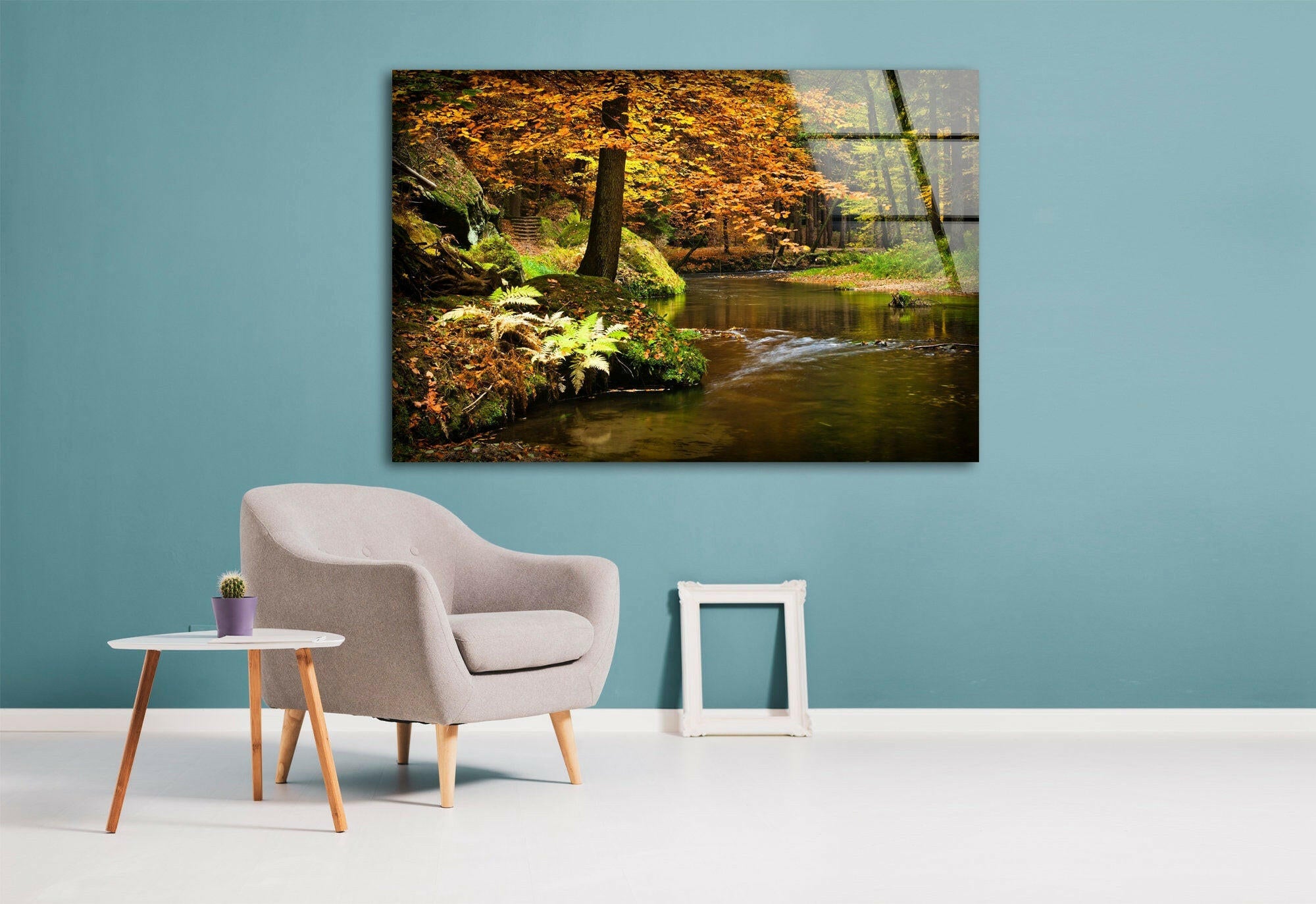 Autumn Forest River Landscape Wall Art - Nature Inspired Canvas Print for Home & Office Decor | Perfect for Living Room, Bedroom & Office Spaces