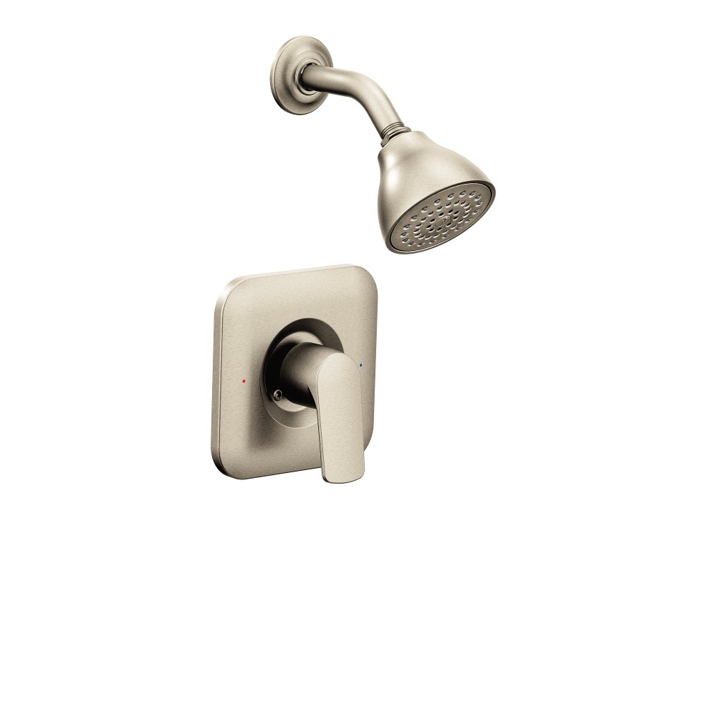Moen T2812EPBN Rizon Eco-Performance Posi-Temp Shower Trim with 1.75 GPM Flow Rate in Brushed Nickel - Valve Required | Water-Saving Bathroom Upgrade for Modern Homes