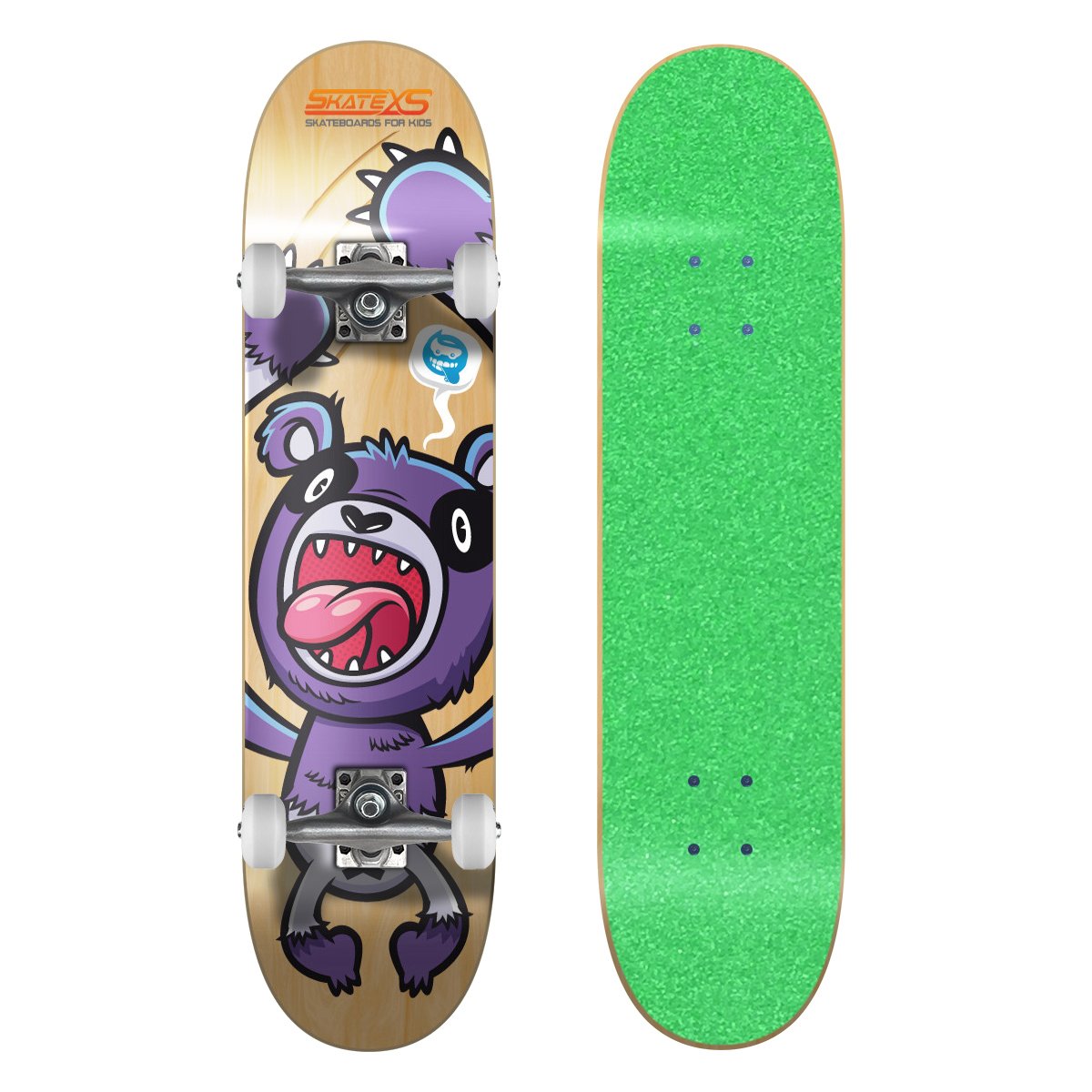 SkateXS Beginner Panda Street Kids Skateboard - Perfect First Skateboard for Boys & Girls Ages 6-12 - Ideal for Learning Tricks, Commuting & Park Riding