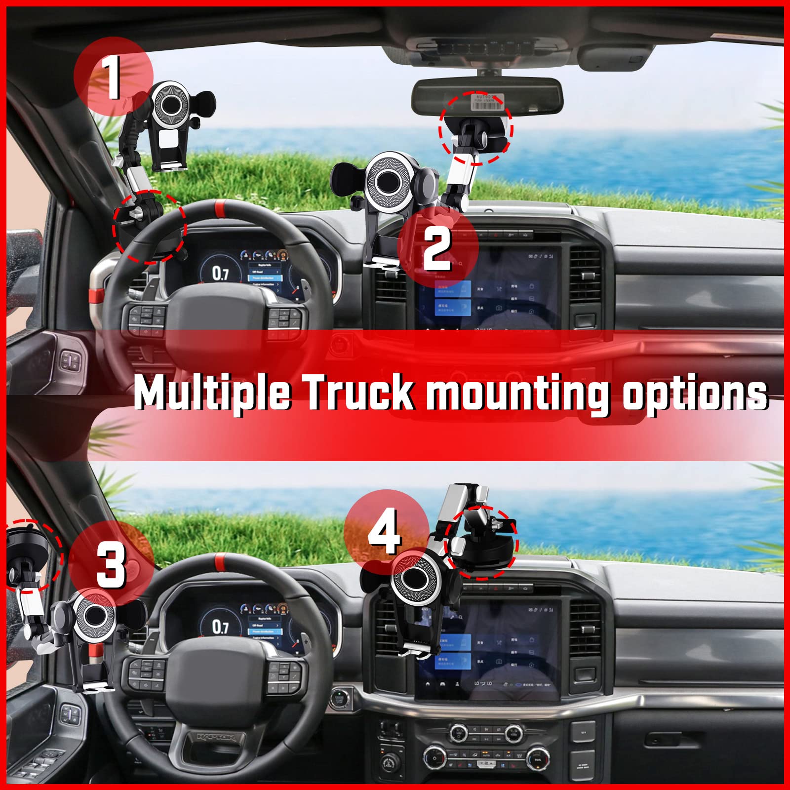 Universal Car Phone Mount - One-Button Pop-Up Dashboard/Windshield/Window Holder with Strong Suction Cup | Hands-Free Driving Accessory for iPhone, Android Smartphones | Perfect for GPS Navigation, Rideshare & Road Trips
