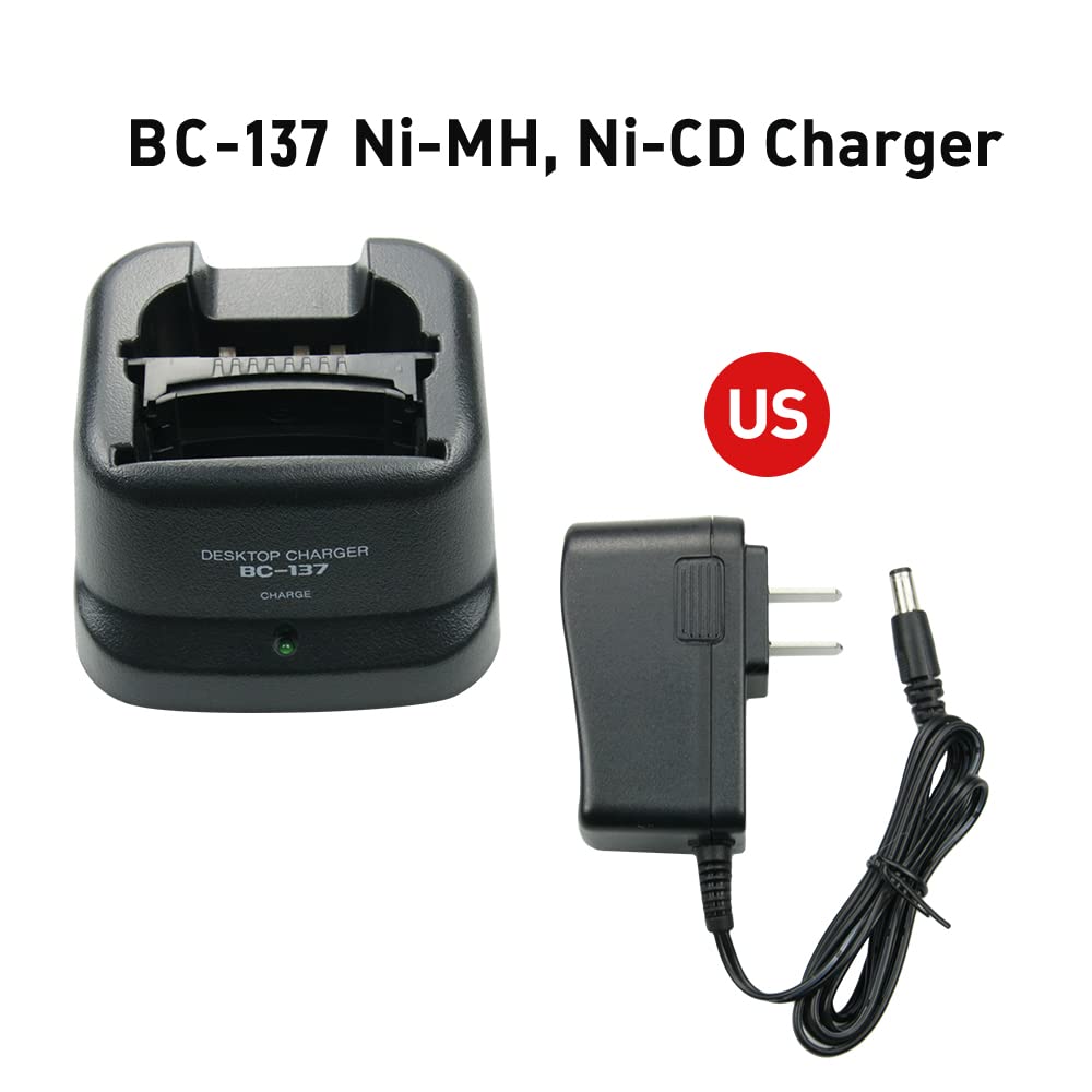 BP-209N BP-210N BP-211 Rapid Battery Charger Base BC-137 for ICOM IC-A6E, IC-A24, IC-V8, F21/40GT, IC-U82 Walkie Talkies - Fast Charging Station for Two-Way Radios in Outdoor Adventures, Construction Sites & Emergency Communications