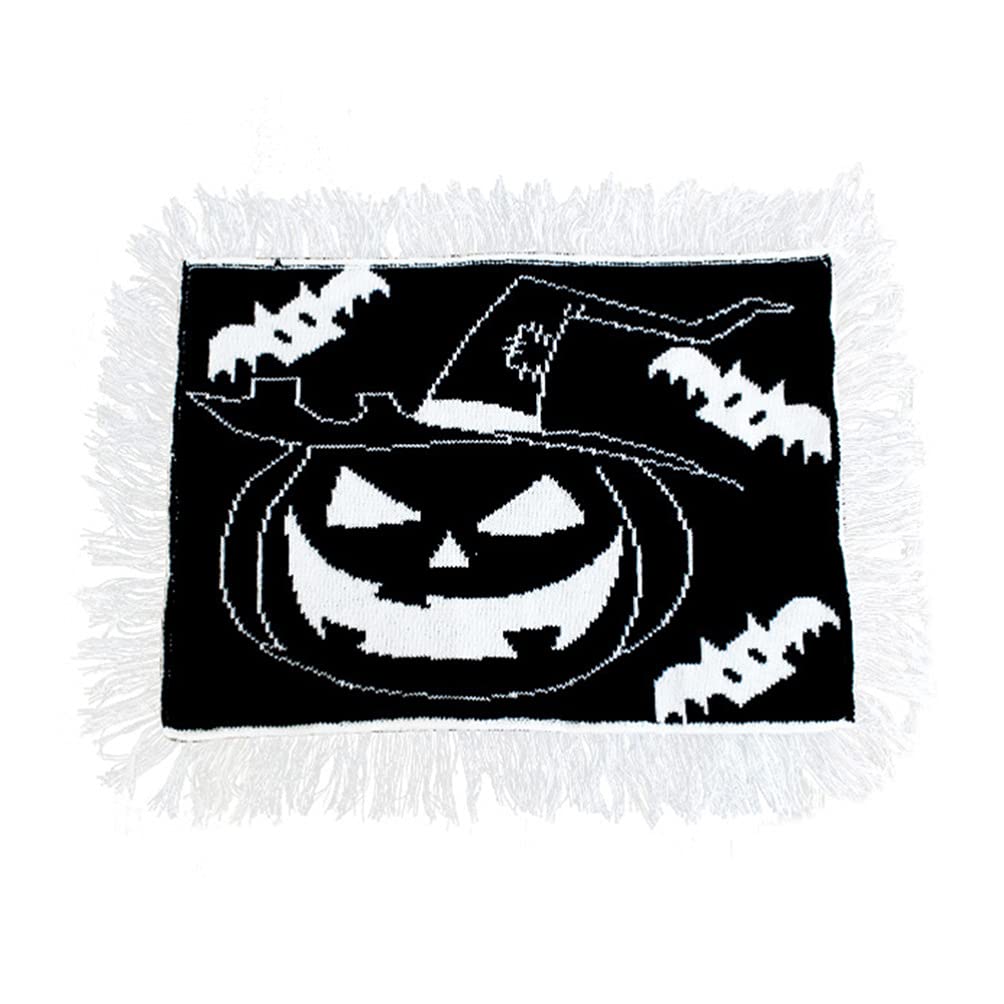HEMOTON Halloween Placemats Set - Pumpkin Themed Table Mats & Bowl Pads for Halloween Party Decorations, Spooky Dinner Table Setting, Festive Holiday Dining Accessories (White)