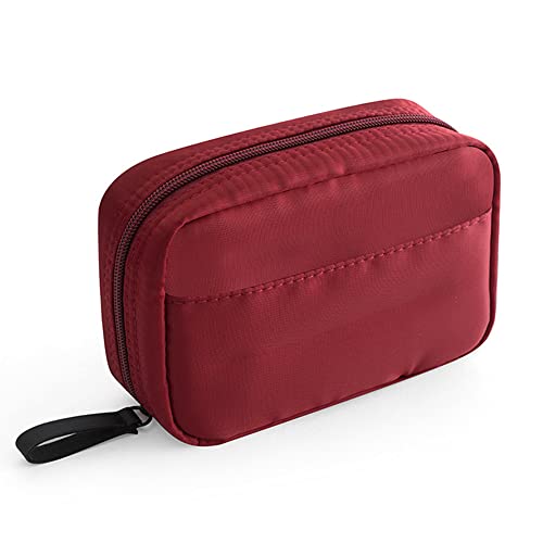 Stylish Wine Red Makeup Bag for Travel - Waterproof Cosmetic & Toiletry Organizer Pouch with Multiple Compartments | Perfect for Vacation, Gym, and Daily Essentials Storage